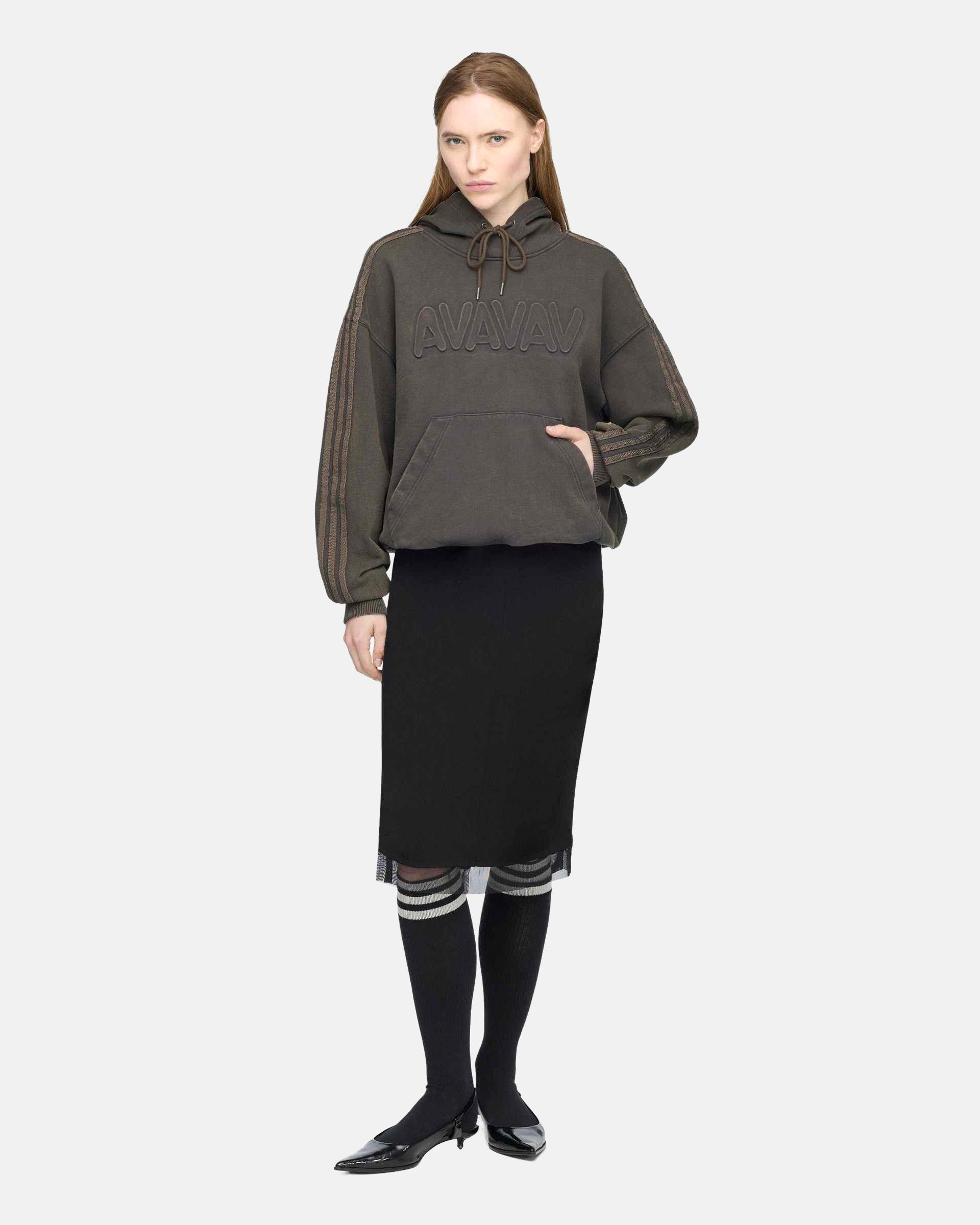 Adidas by AVAVAV Shoulderless Hoodie in Carbon