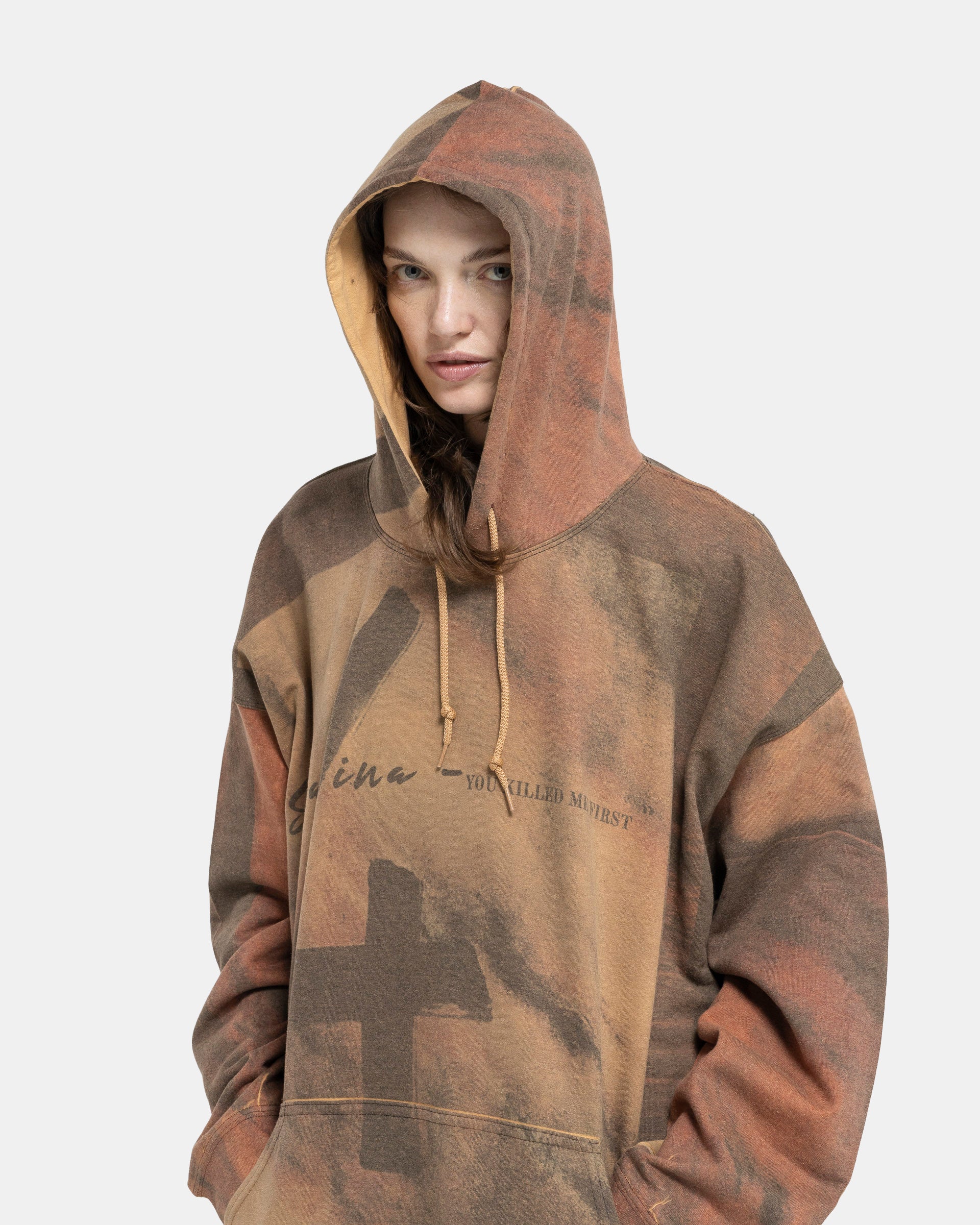 BB Printed Hoodie in Brown