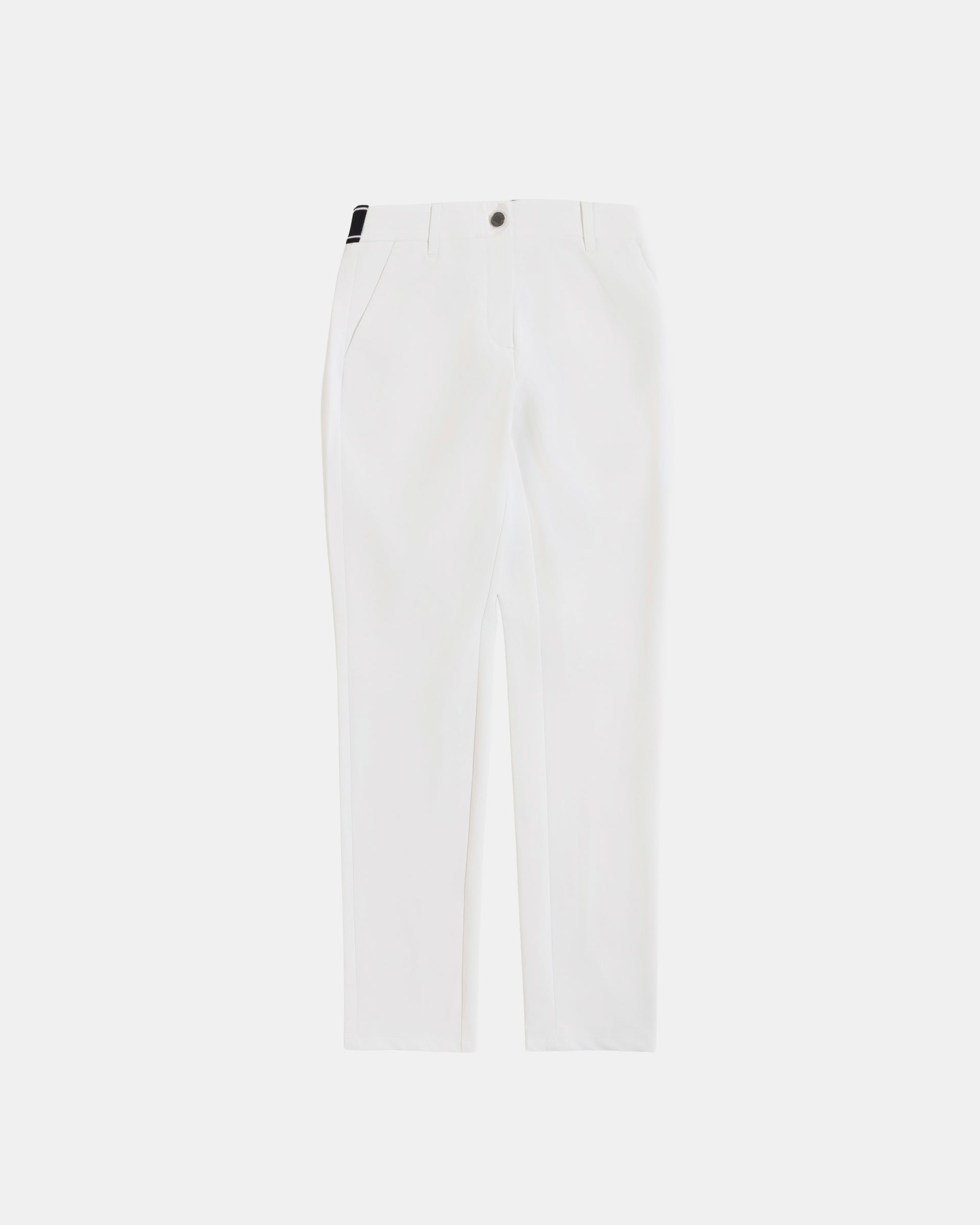 Back Rib Belt Long Pants in White