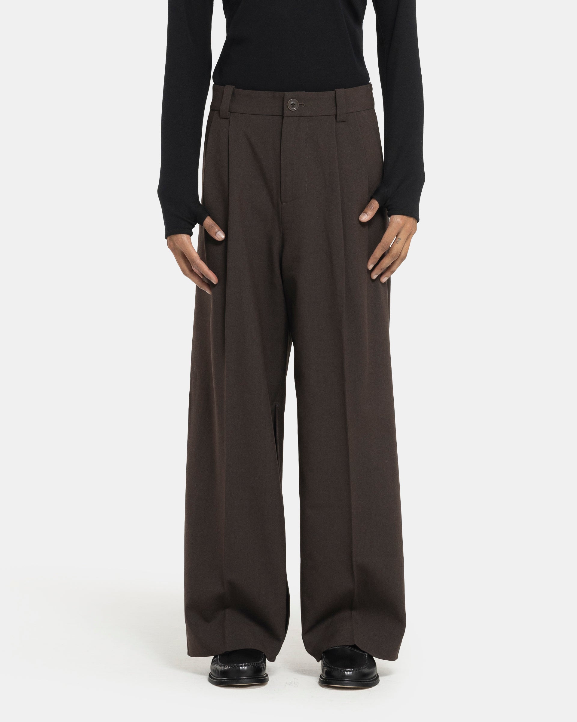 Balloon Wool Trousers in Brown