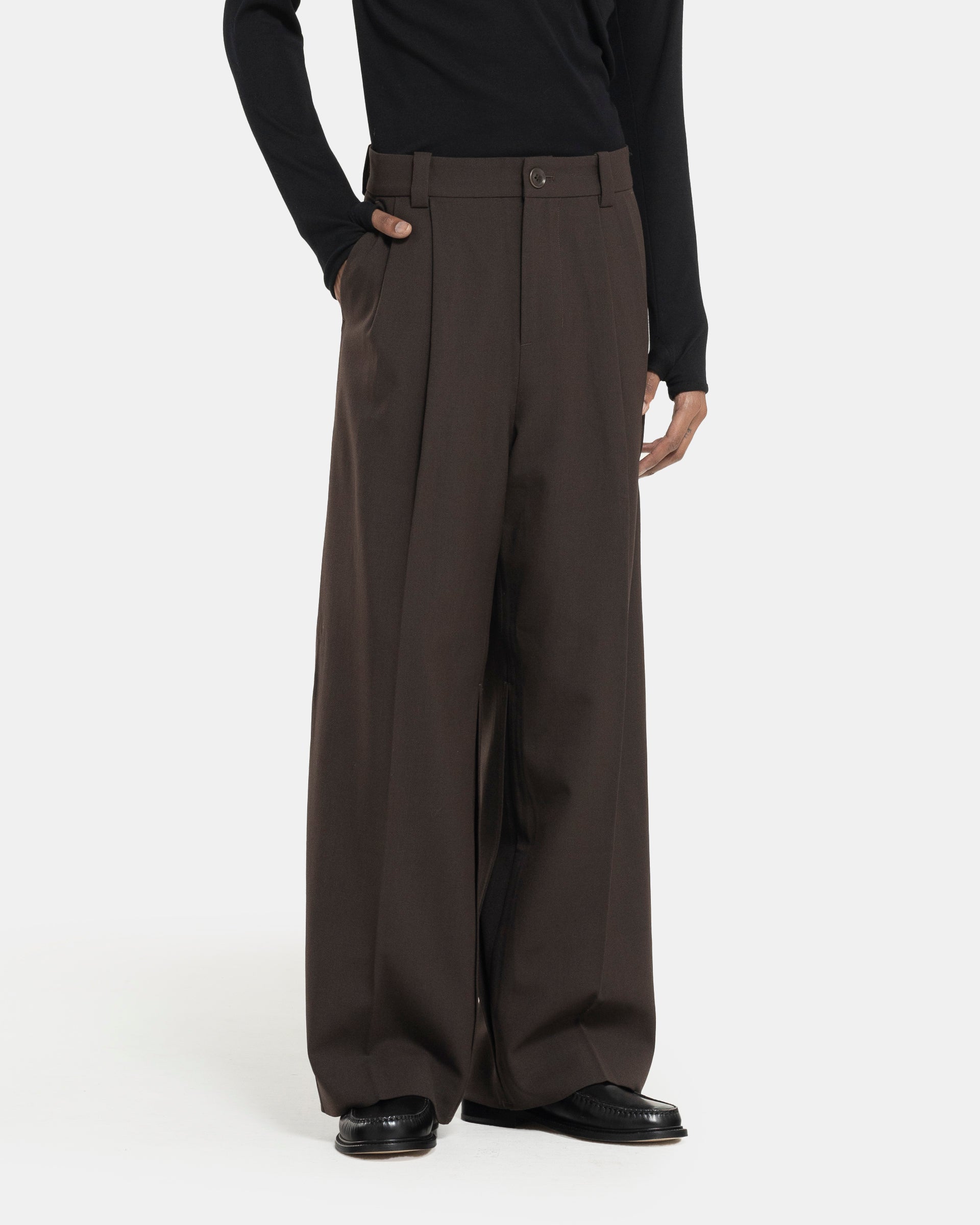 Balloon Wool Trousers in Brown