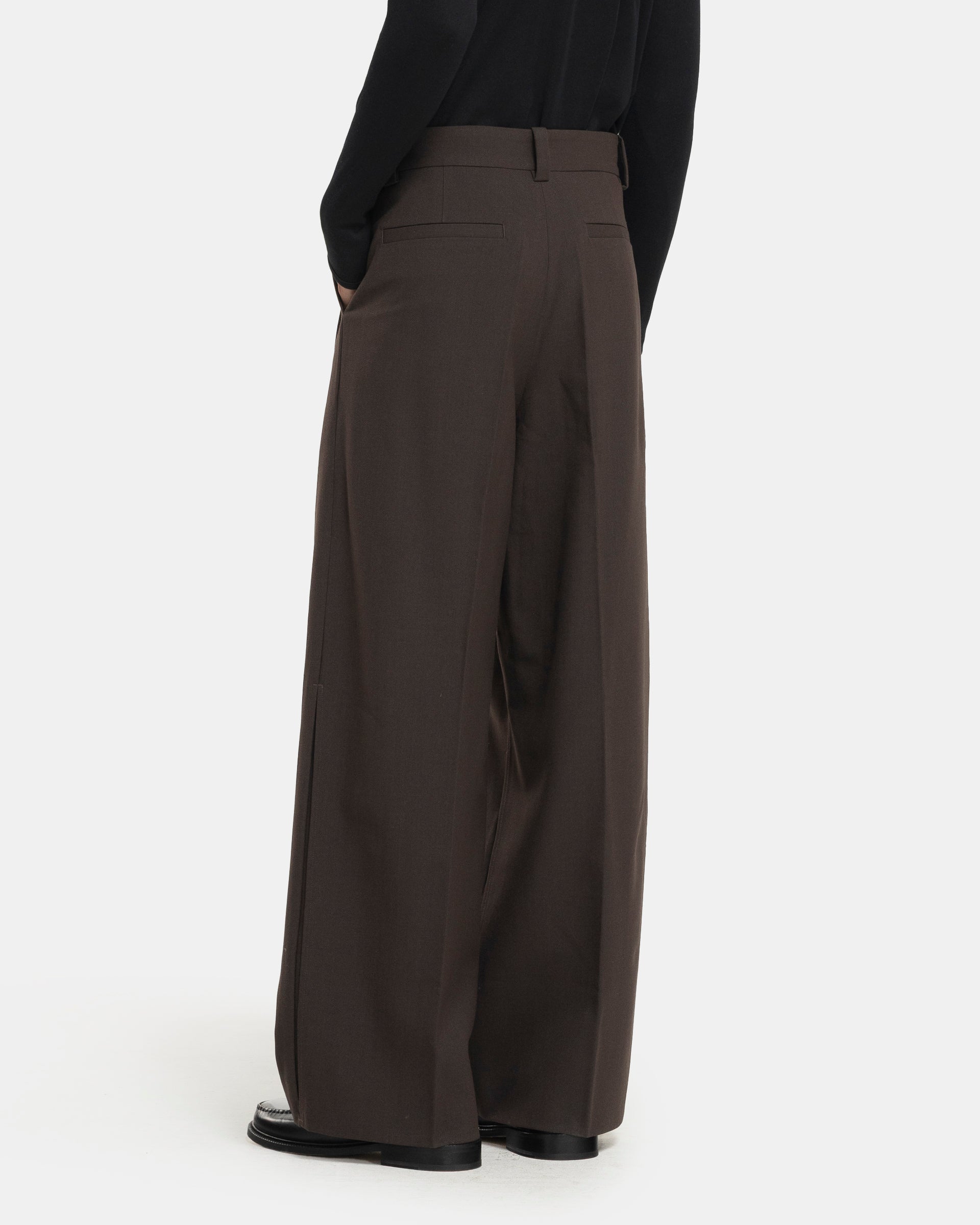 Balloon Wool Trousers in Brown