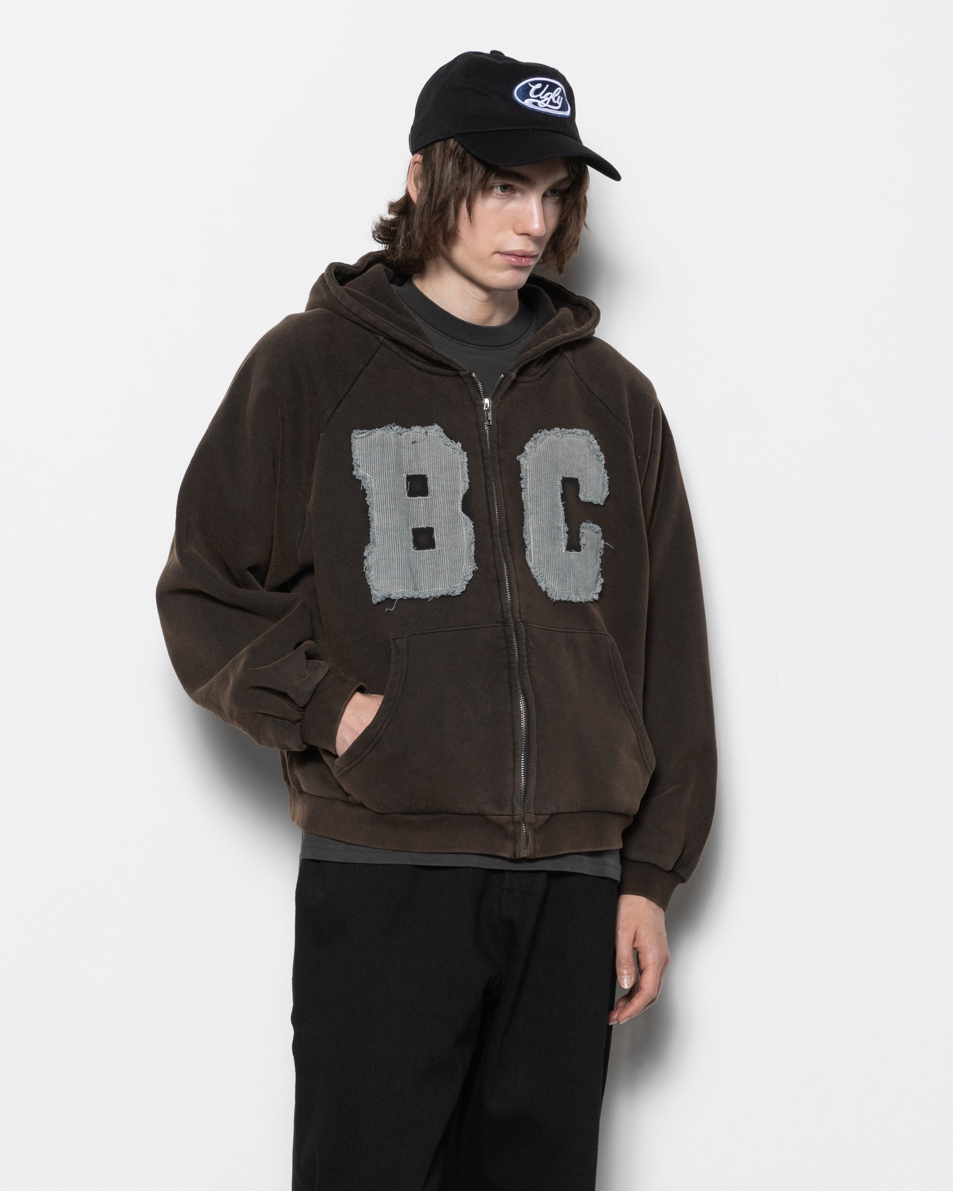 BC Zip Hoodie in Washed Brown
