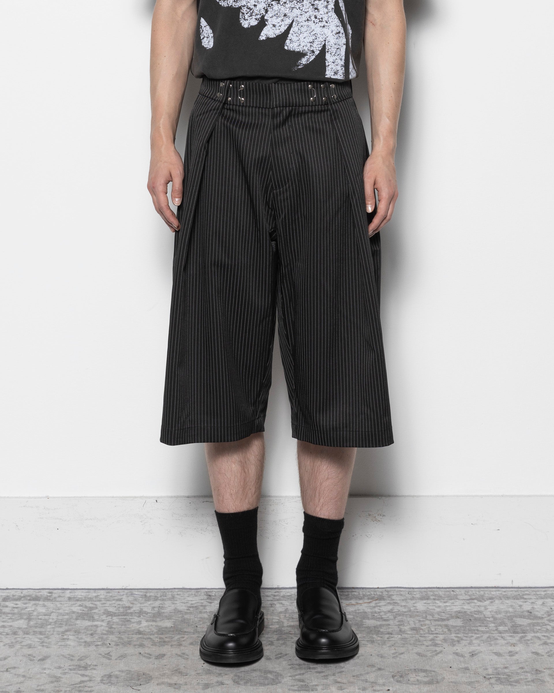 Caldwell Pinstripe Shorts in Black