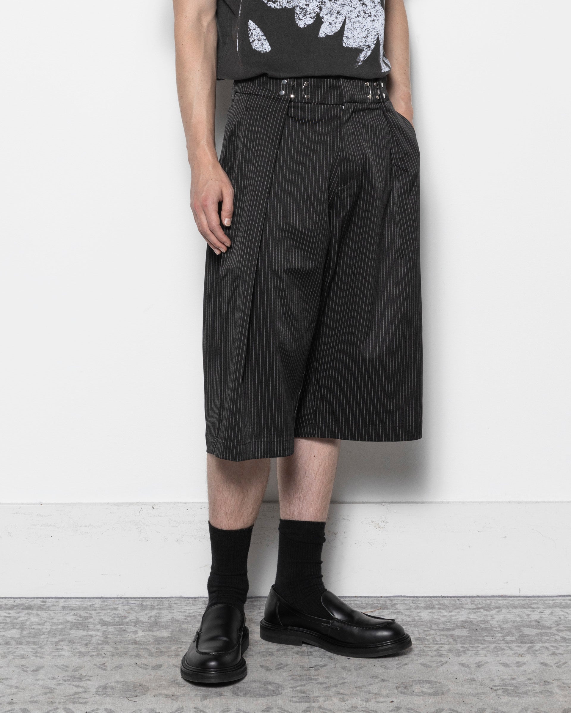 Caldwell Pinstripe Shorts in Black