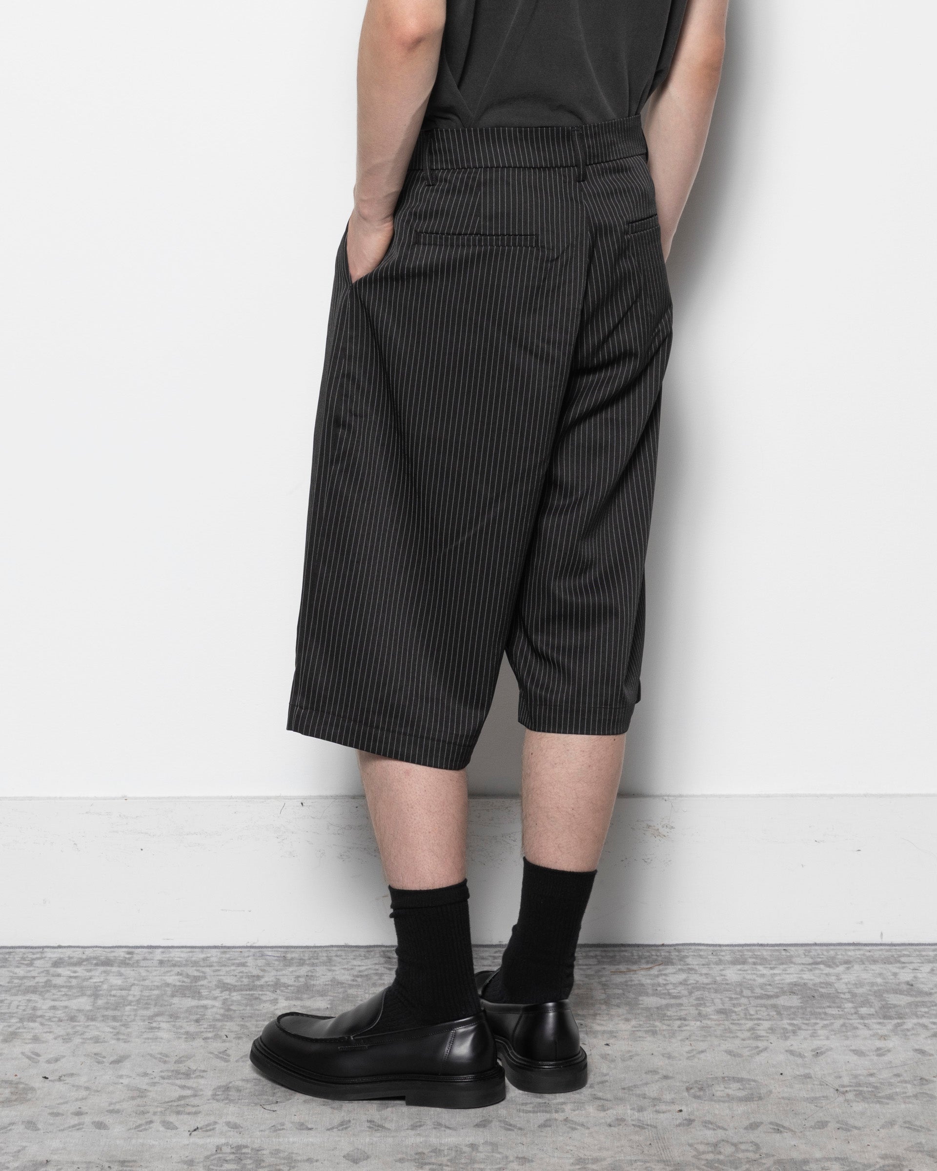 Basketcase Caldwell Pinstripe Shorts in Black | Roden Gray