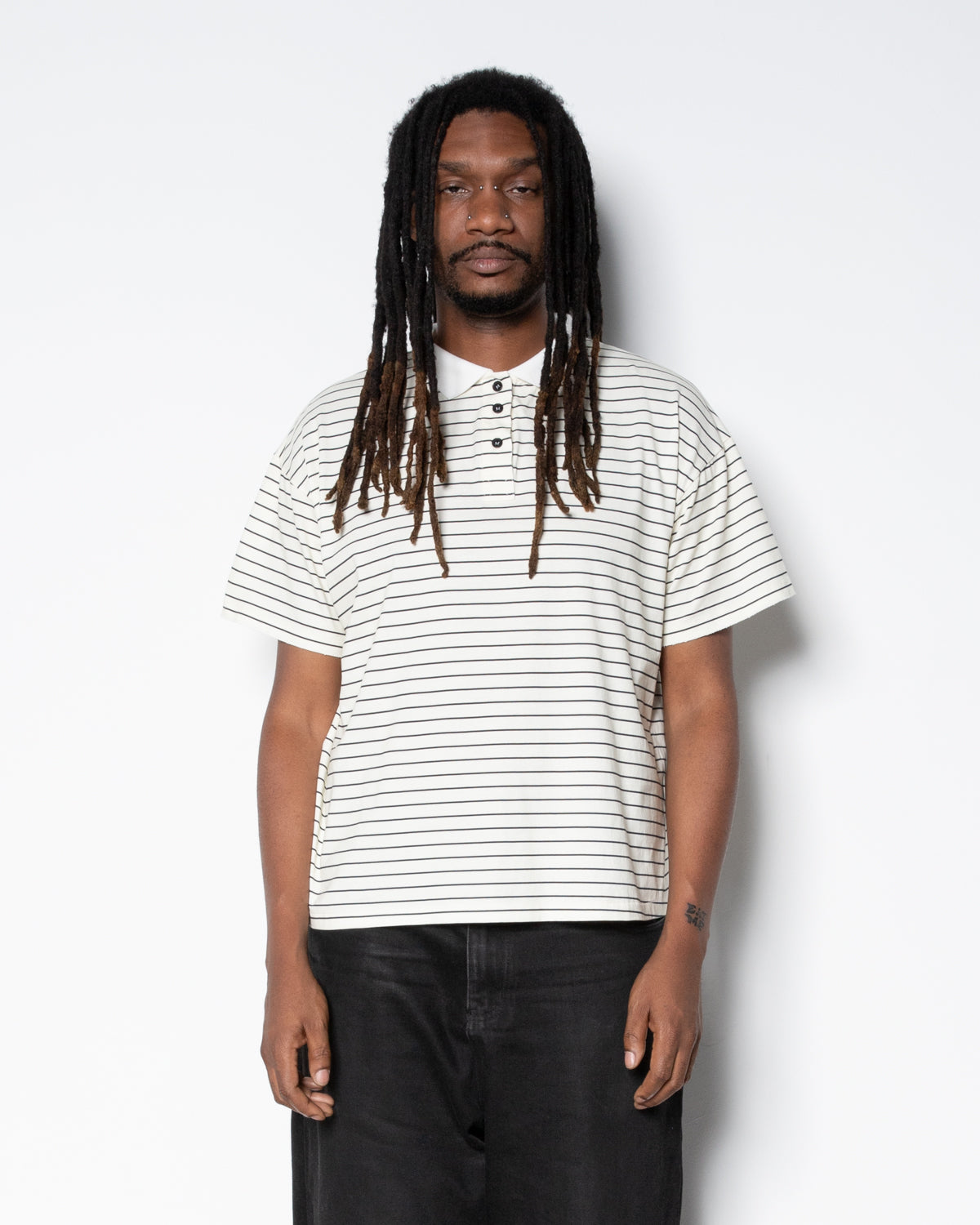 Backpacker Striped Polo in Black and White