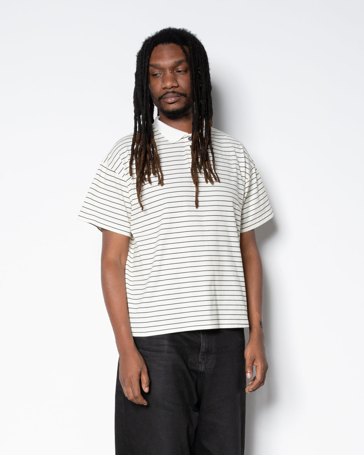 Backpacker Striped Polo in Black and White