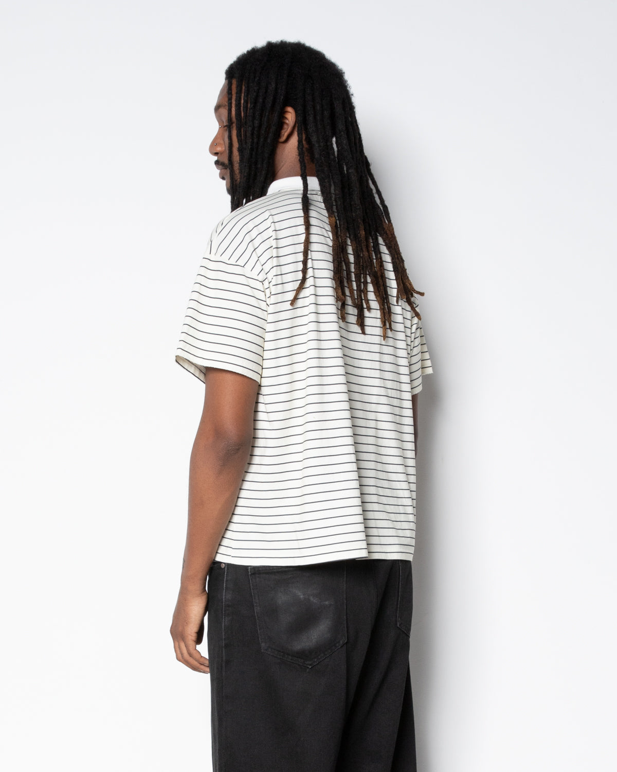 Backpacker Striped Polo in Black and White