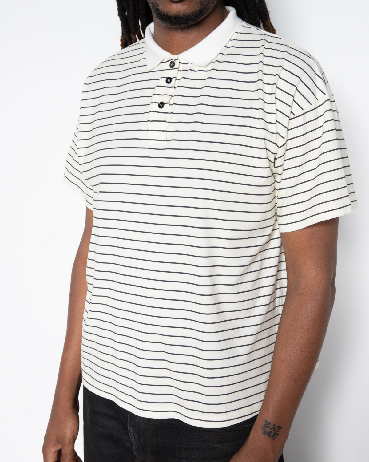Backpacker Striped Polo in Black and White