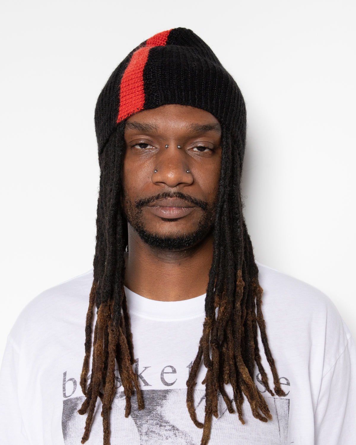 Faux Knit Skully in Black and Red