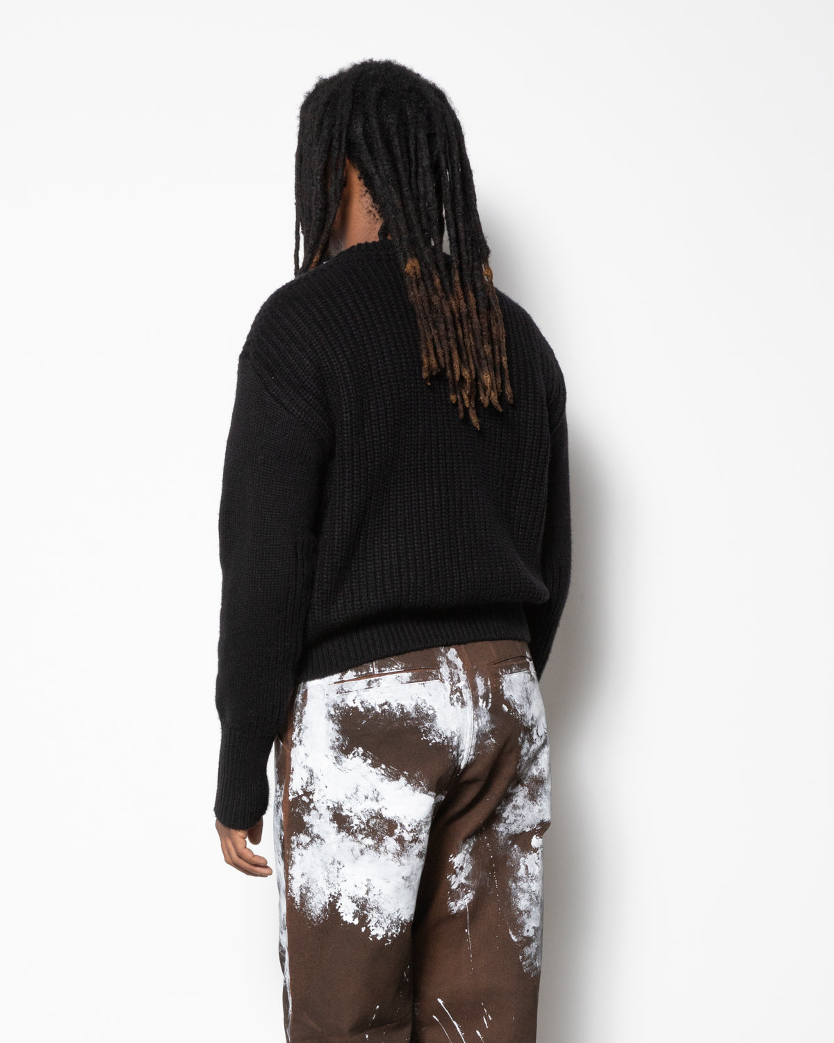 Fisherman Knit Sweater in Black