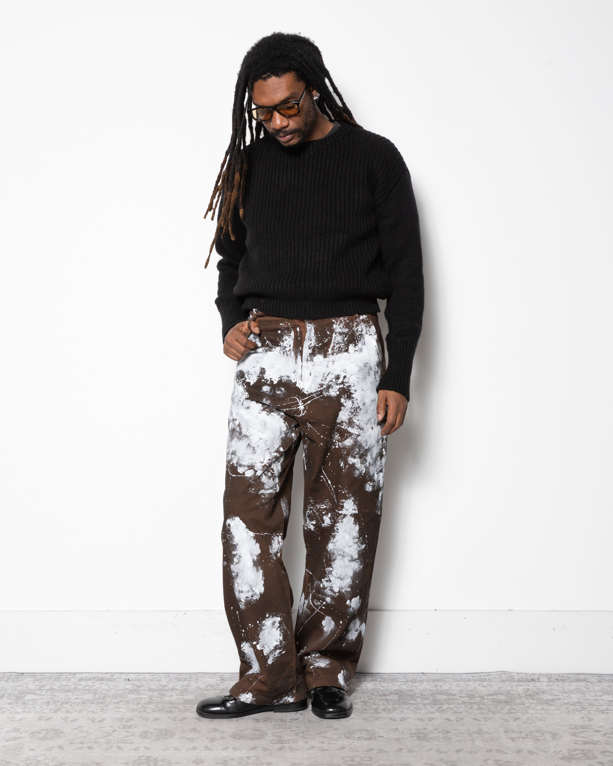 Fisherman Knit Sweater in Black