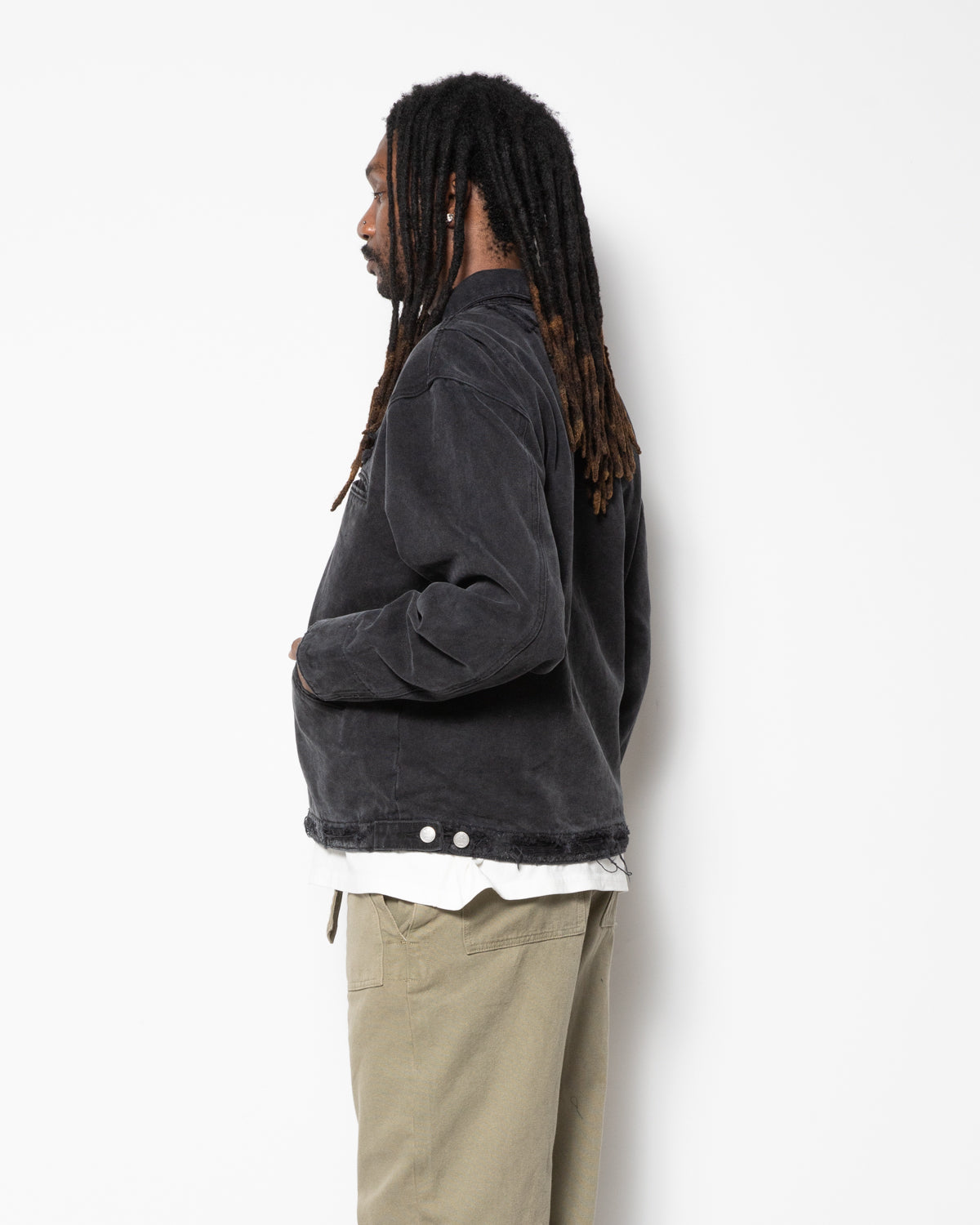 Hench Distressed Work Jacket in Black