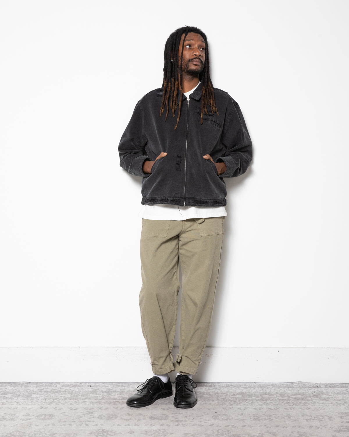 Hench Distressed Work Jacket in Black