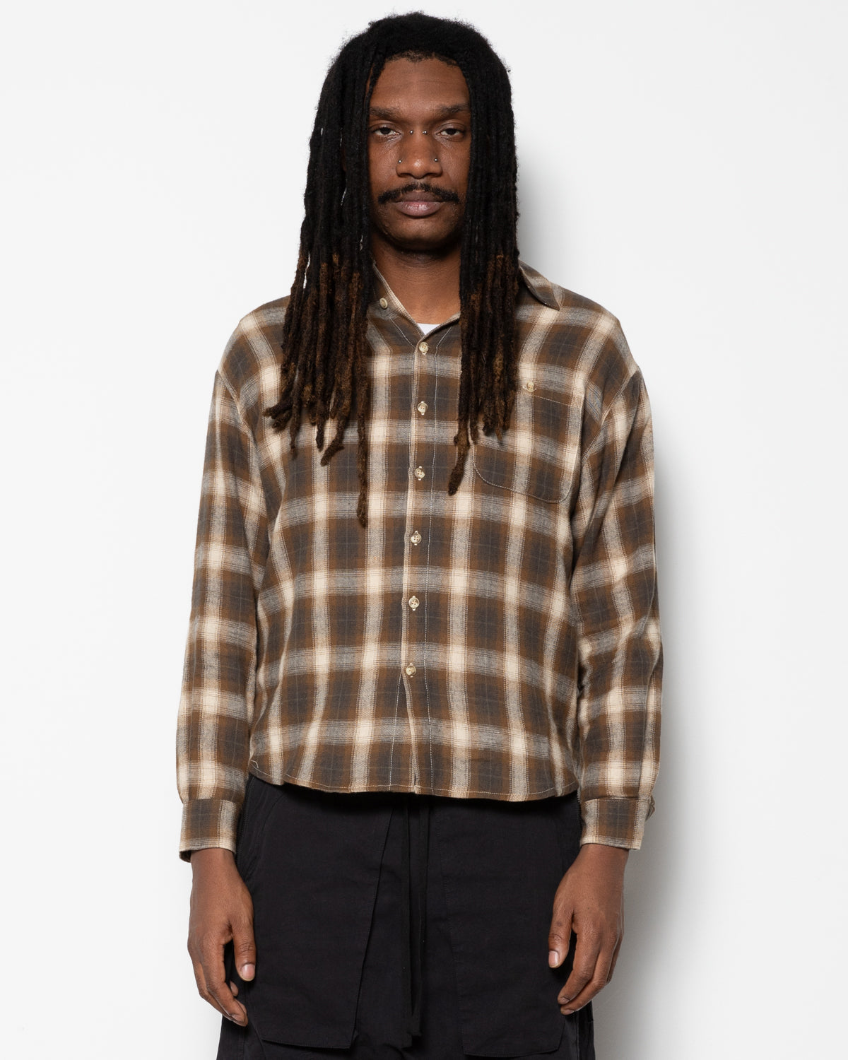 Hench Plaid Button Up Shirt in Brown