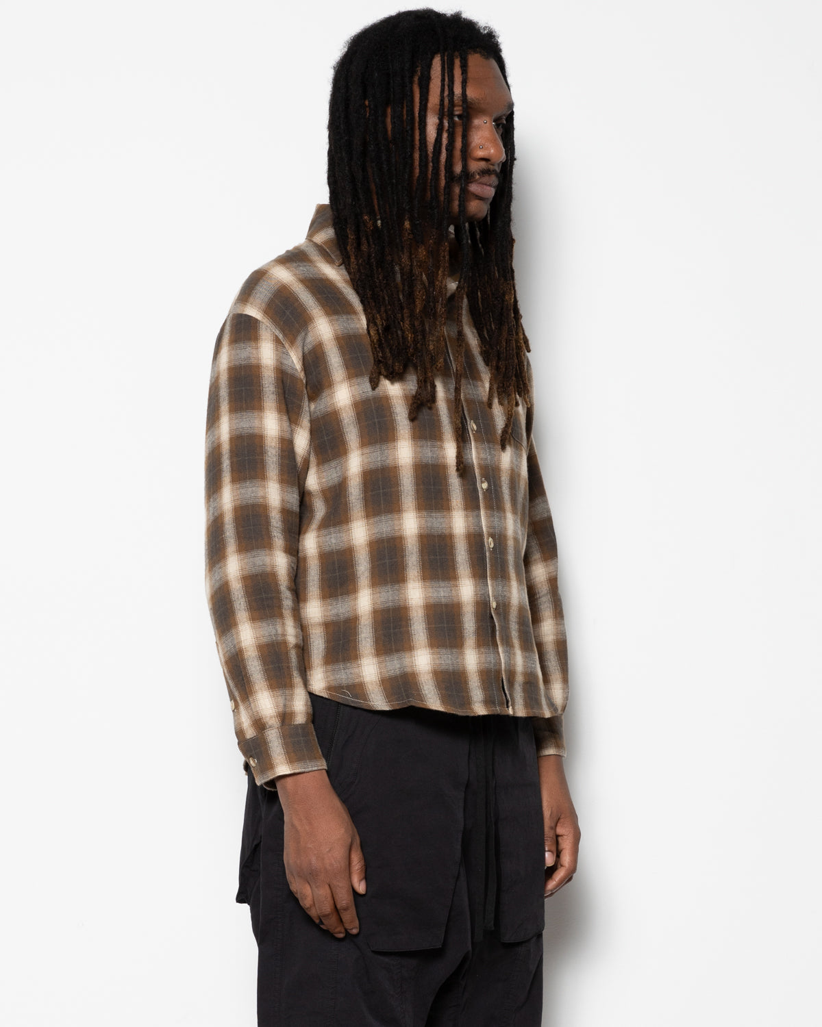 Hench Plaid Button Up Shirt in Brown