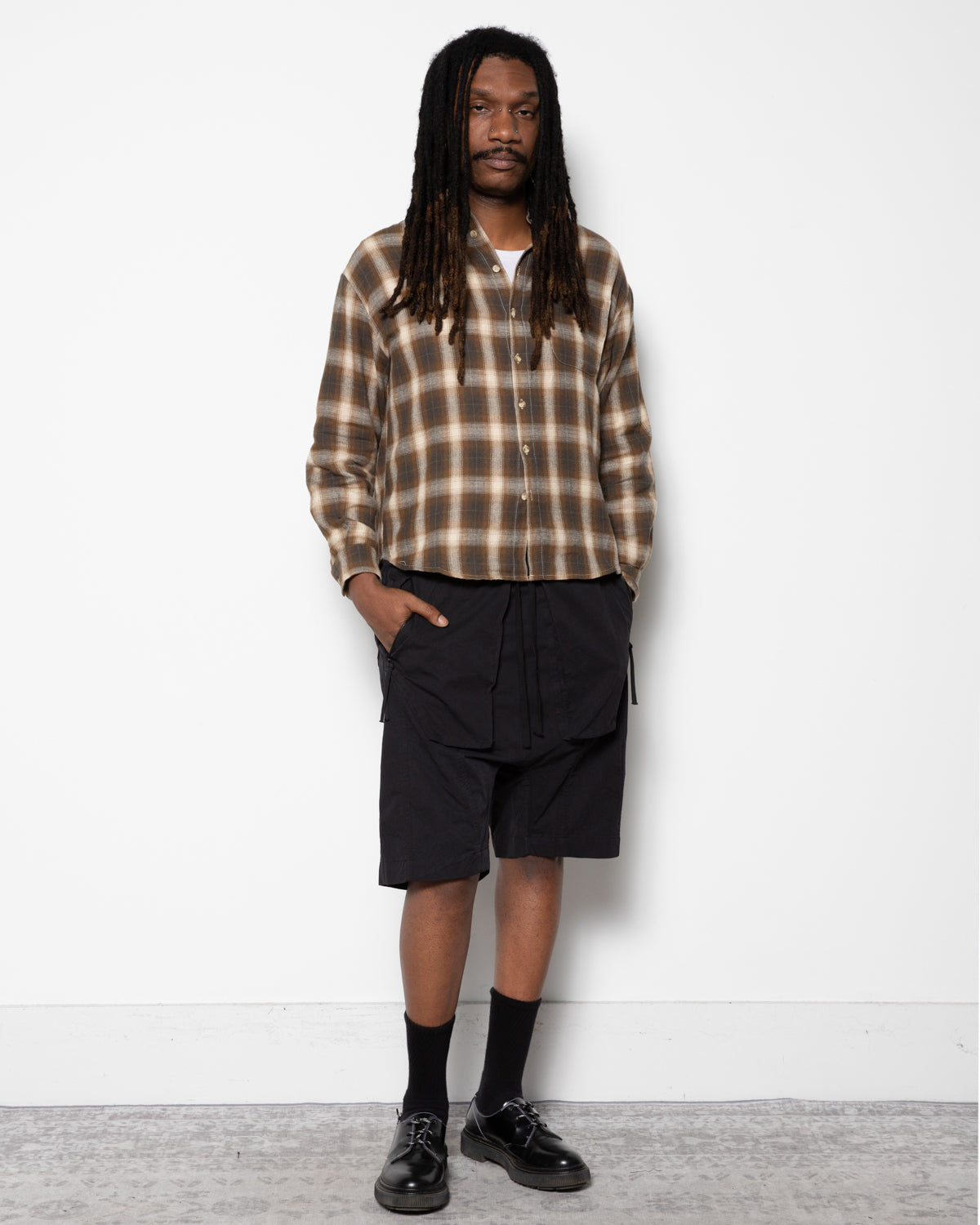 Hench Plaid Button Up Shirt in Brown