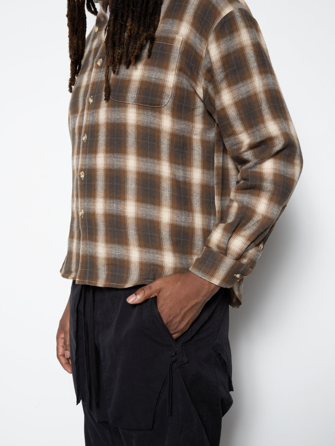 Hench Plaid Button Up Shirt in Brown