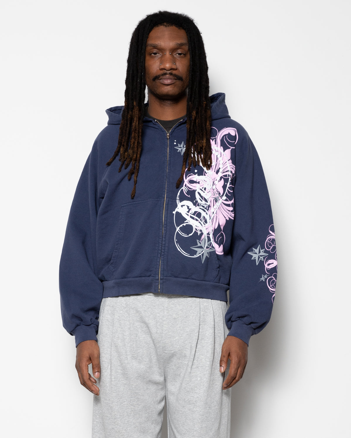 Lexi Zip Hoodie in Navy Blue