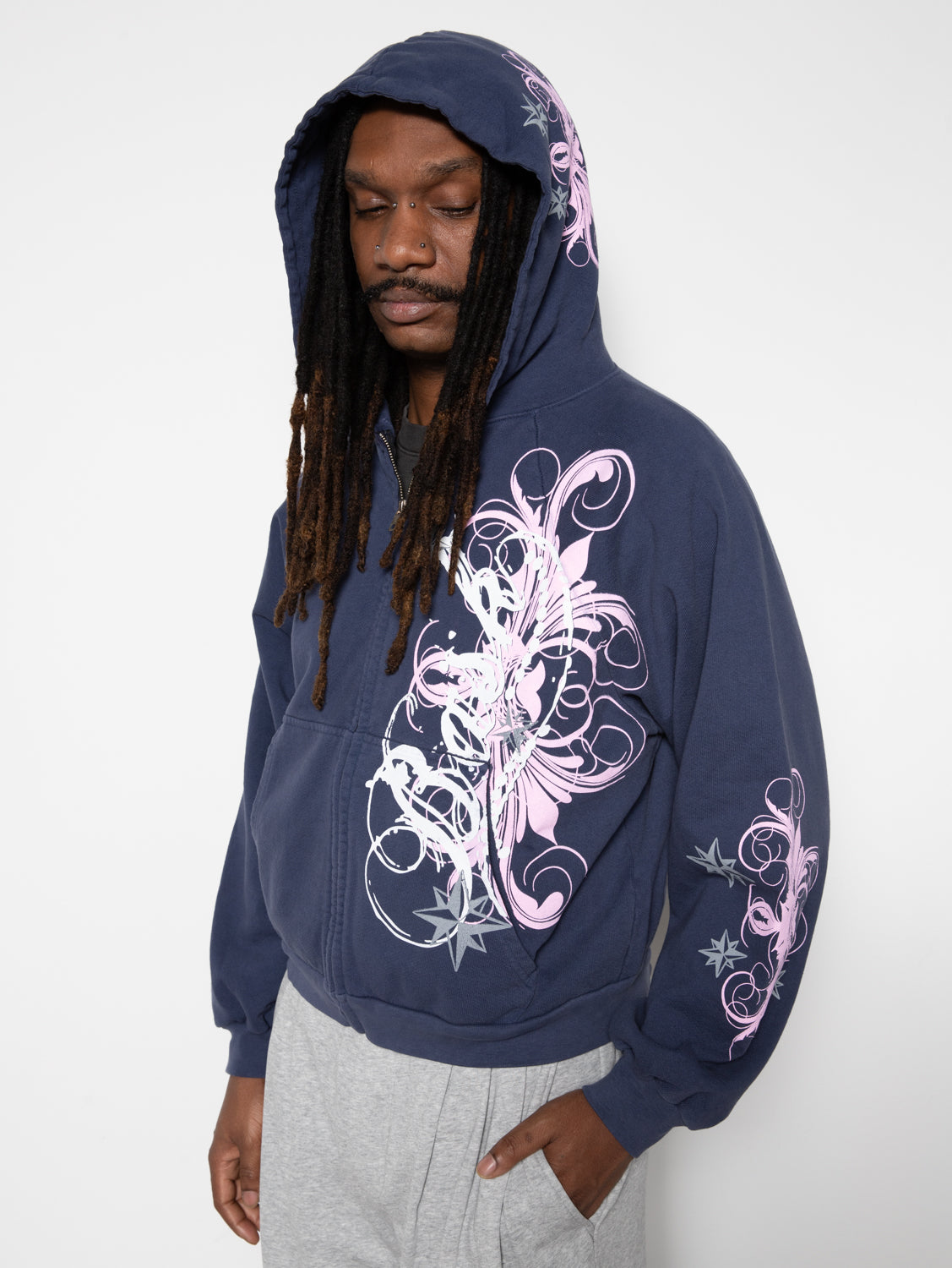 Lexi Zip Hoodie in Navy Blue
