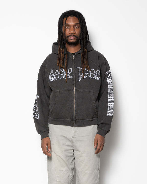 Massacre Zip-up Hoodie in Vintage Black