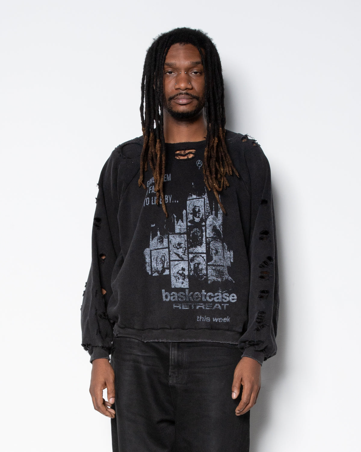 Retreat Repaired Crewneck in Vintage Black