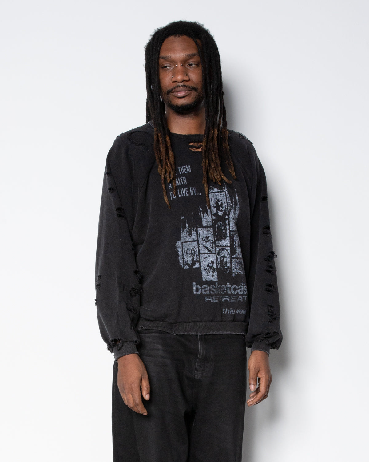 Retreat Repaired Crewneck in Vintage Black