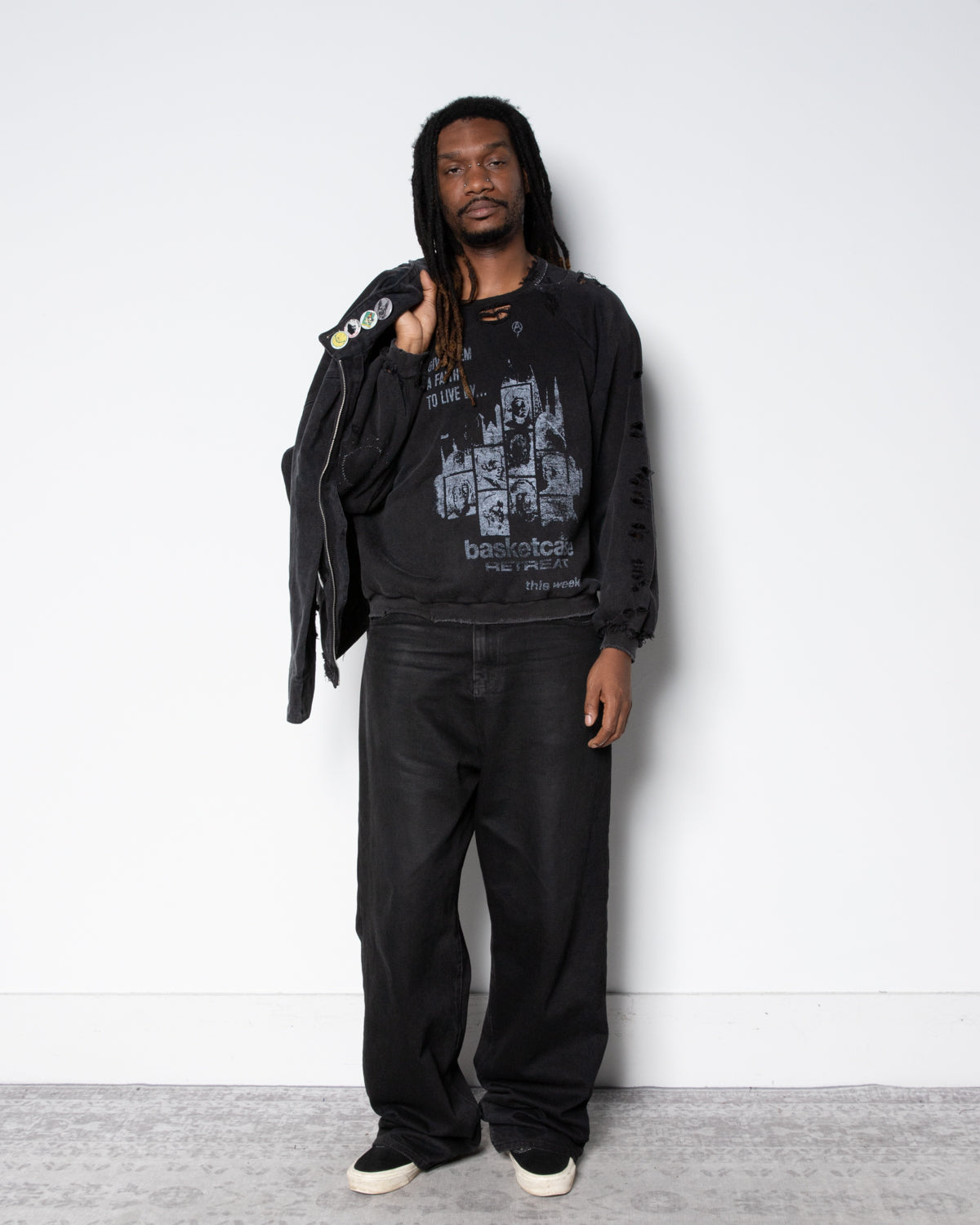 Retreat Repaired Crewneck in Vintage Black
