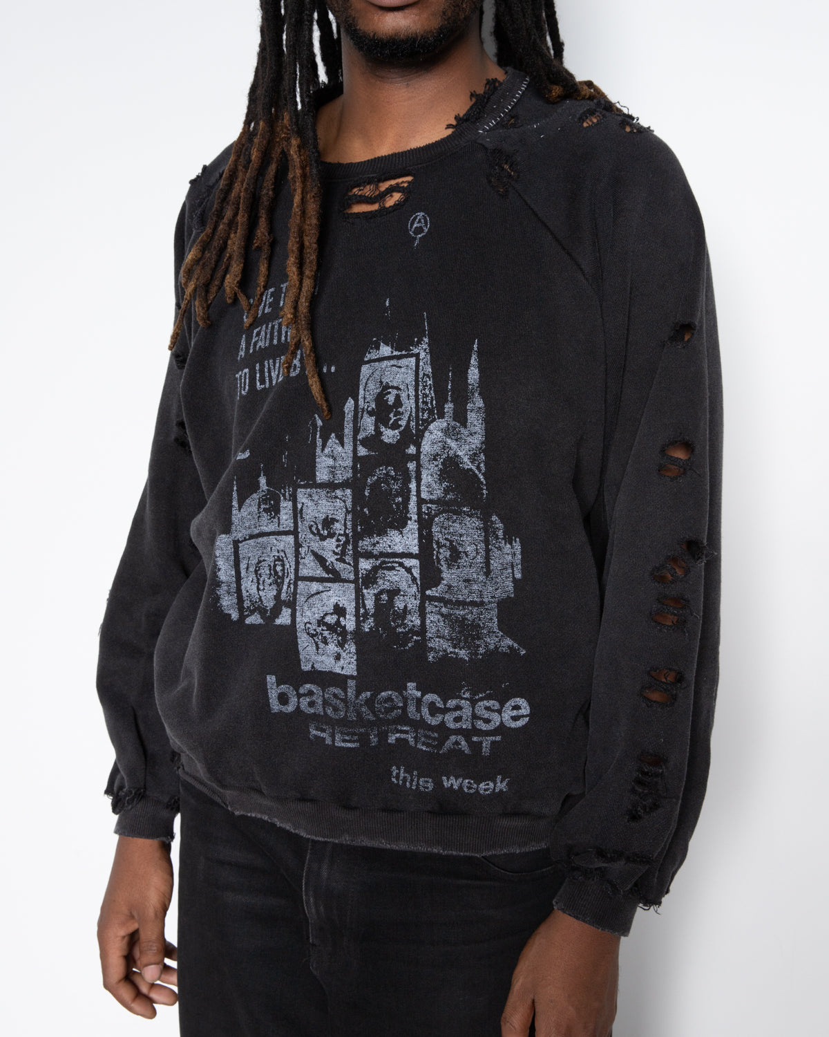 Retreat Repaired Crewneck in Vintage Black