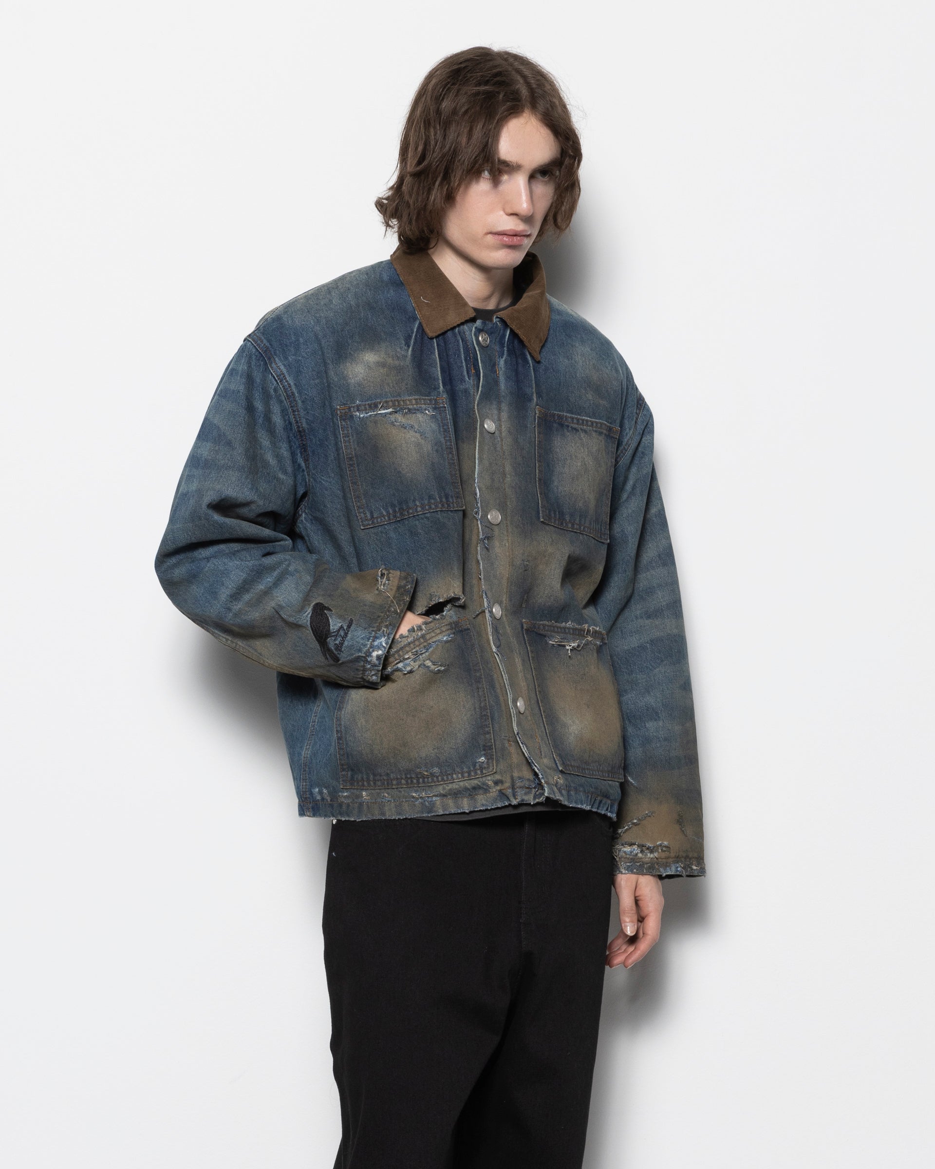 Basketcase Haystack Denim Jacket in Washed Blue | Roden Gray