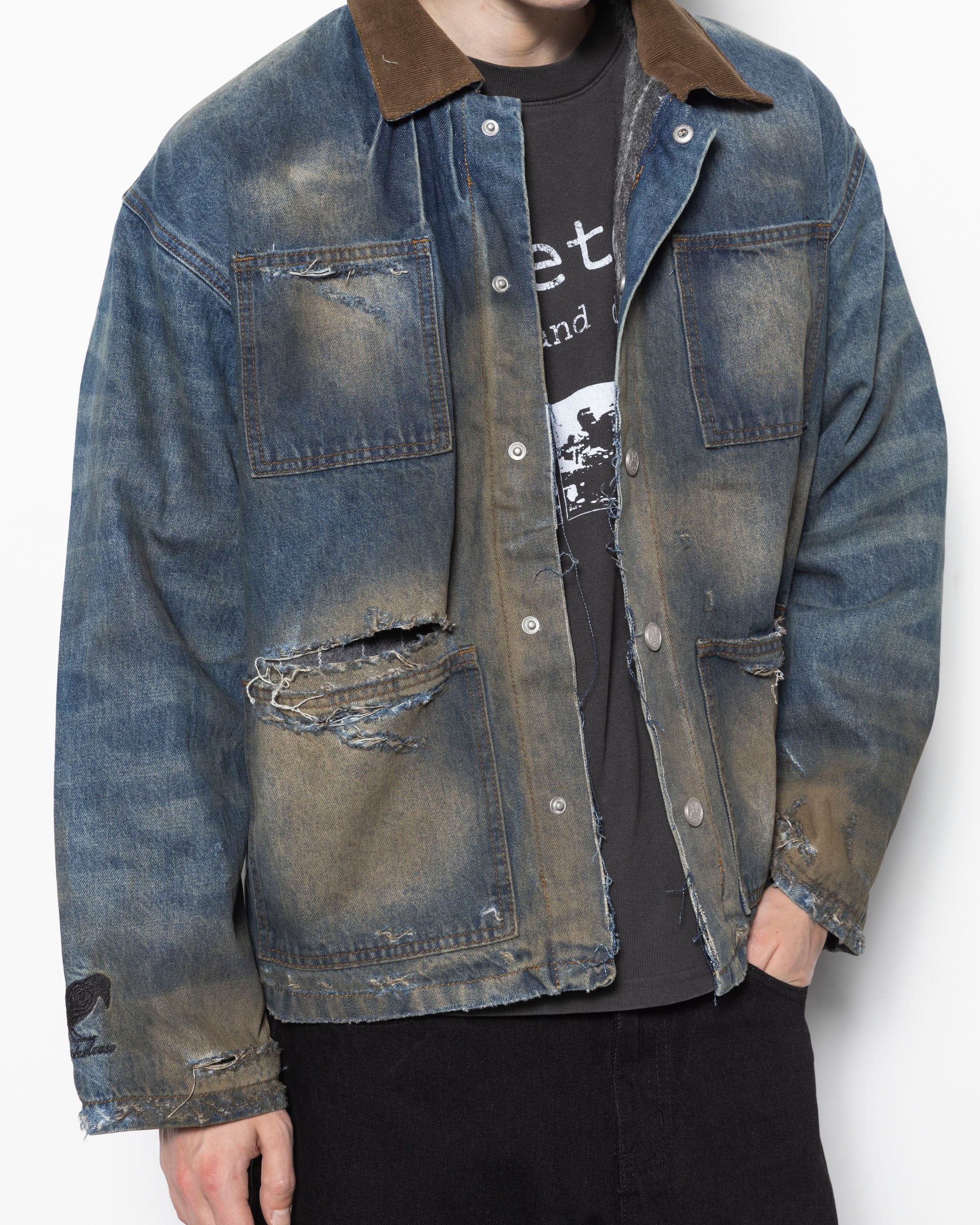 Basketcase Haystack Denim Jacket in Washed Blue | Roden Gray