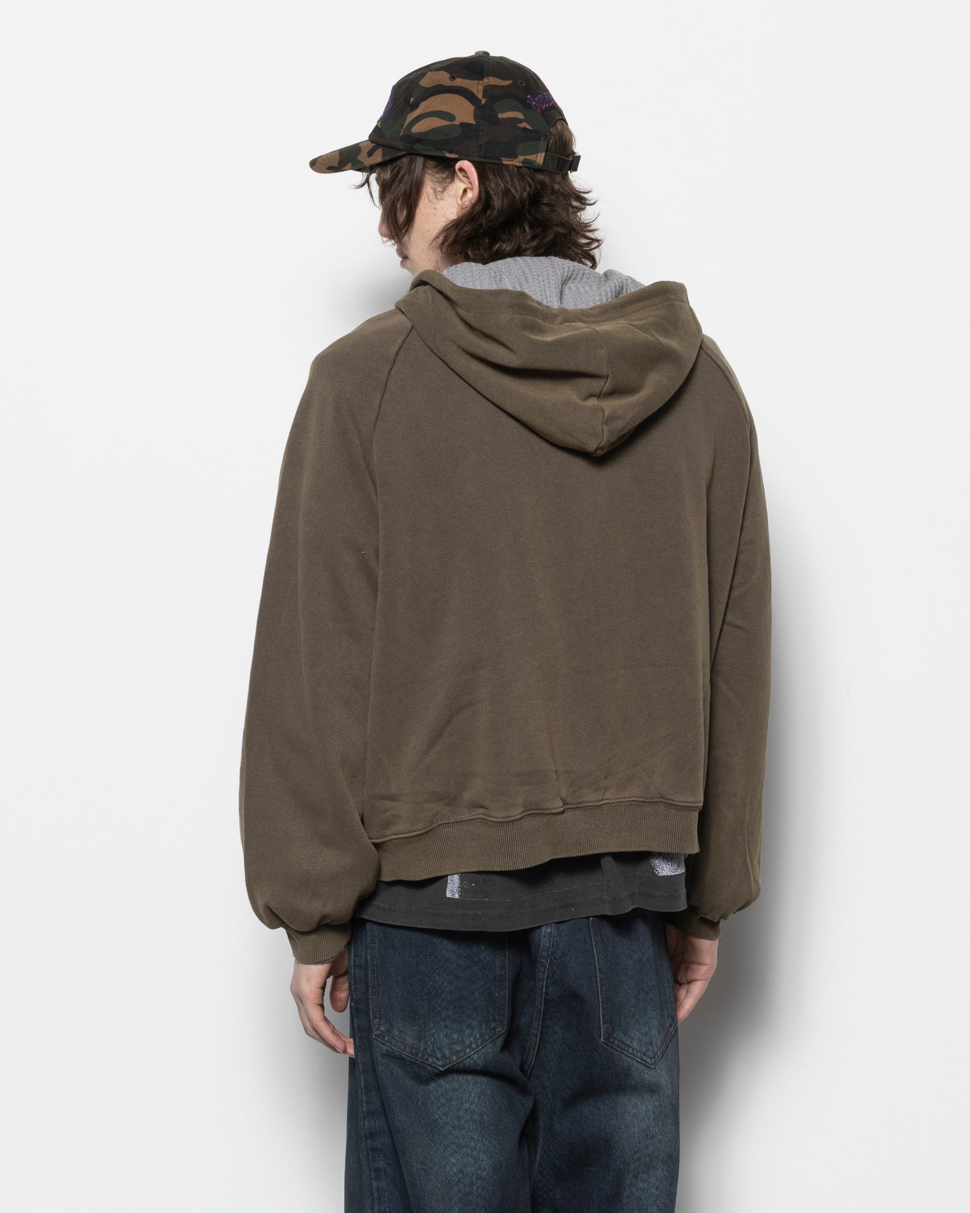 Hench Zip Hoodie in Washed Brown