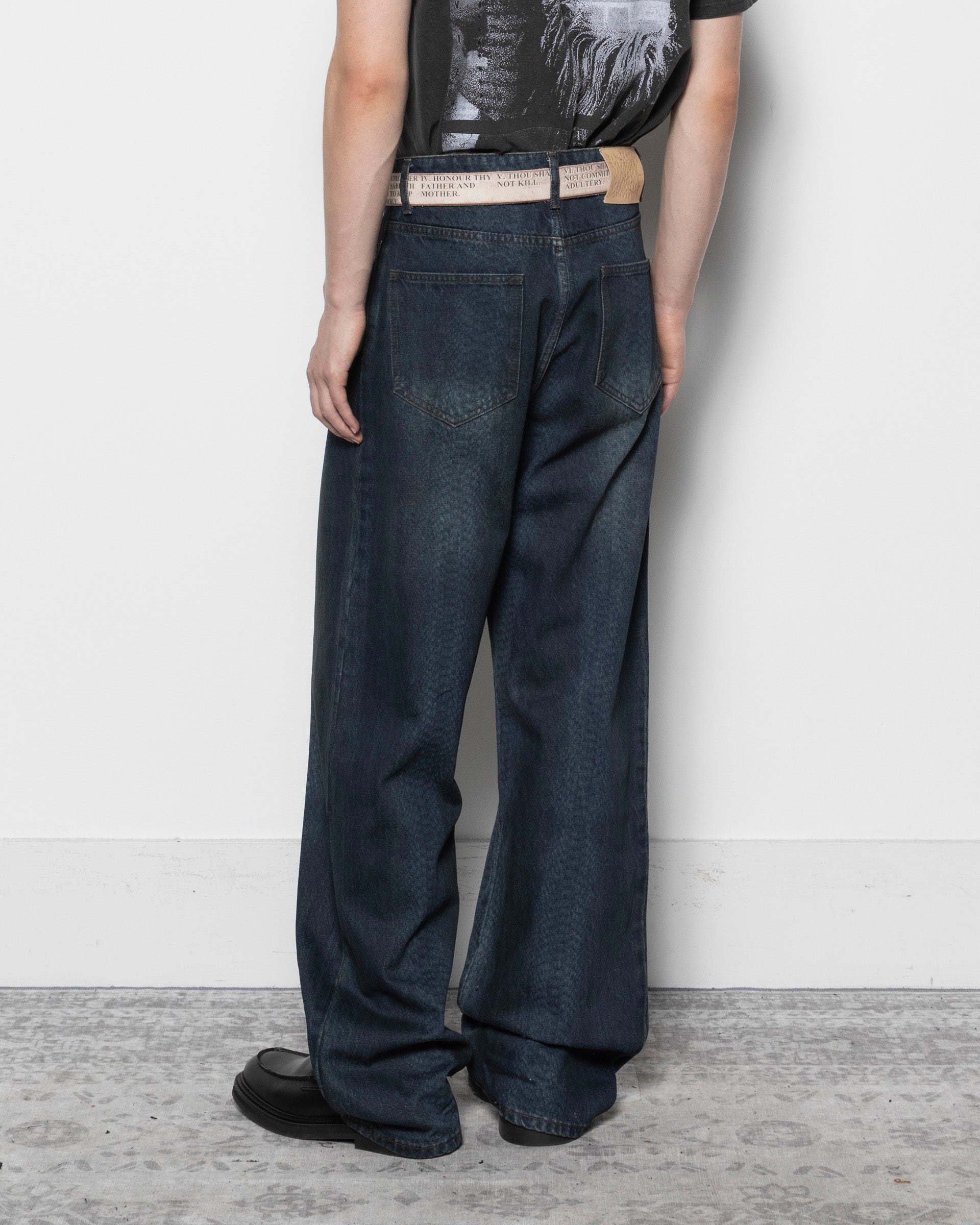 BASKETCASE LAX BAGGY DENIM BLUE BLACK 新品 Basketcase Lax Baggy Denim in Snakeskin Dark Blue | Roden Gray