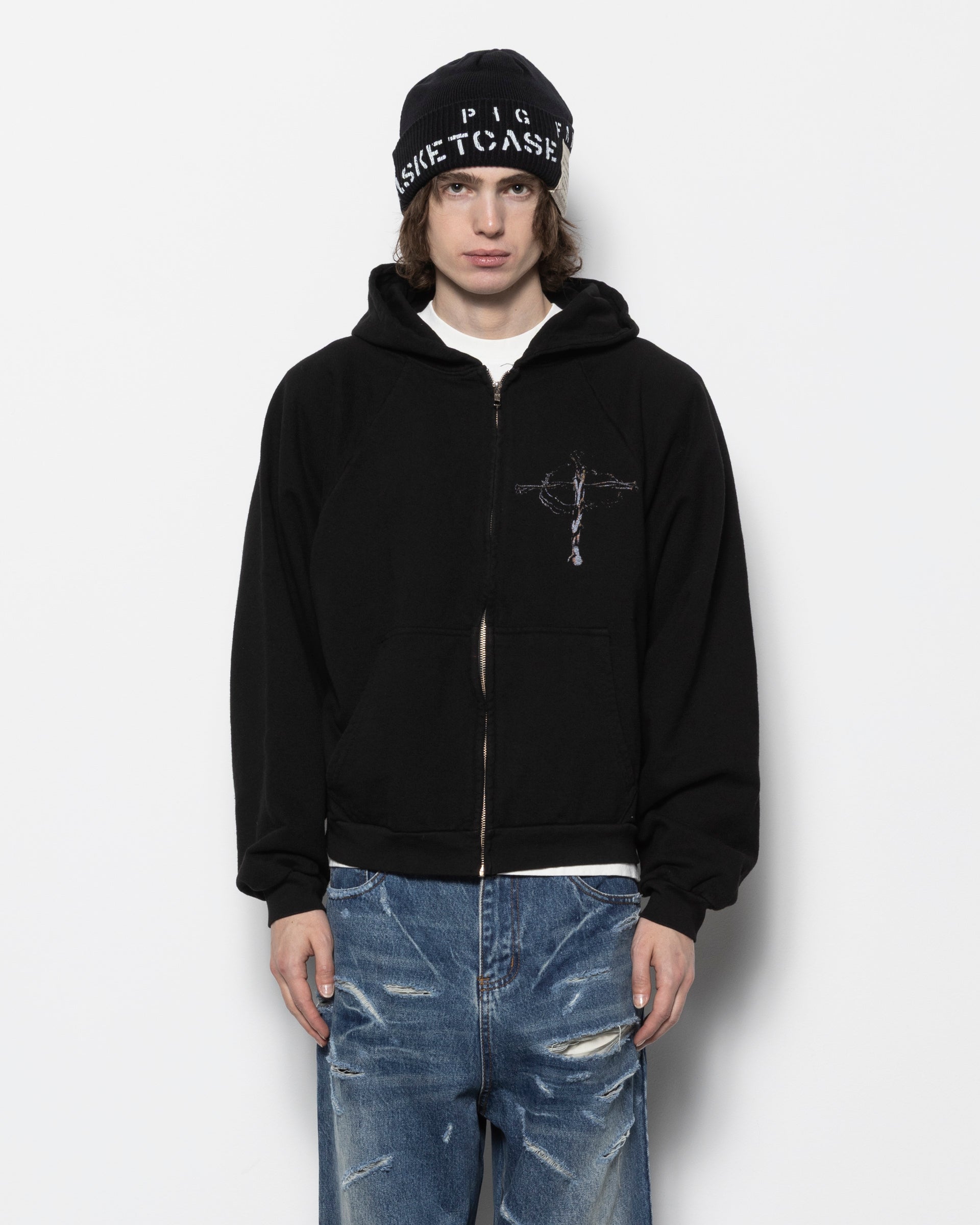 Roadrash Zip Hoodie in Jet Black