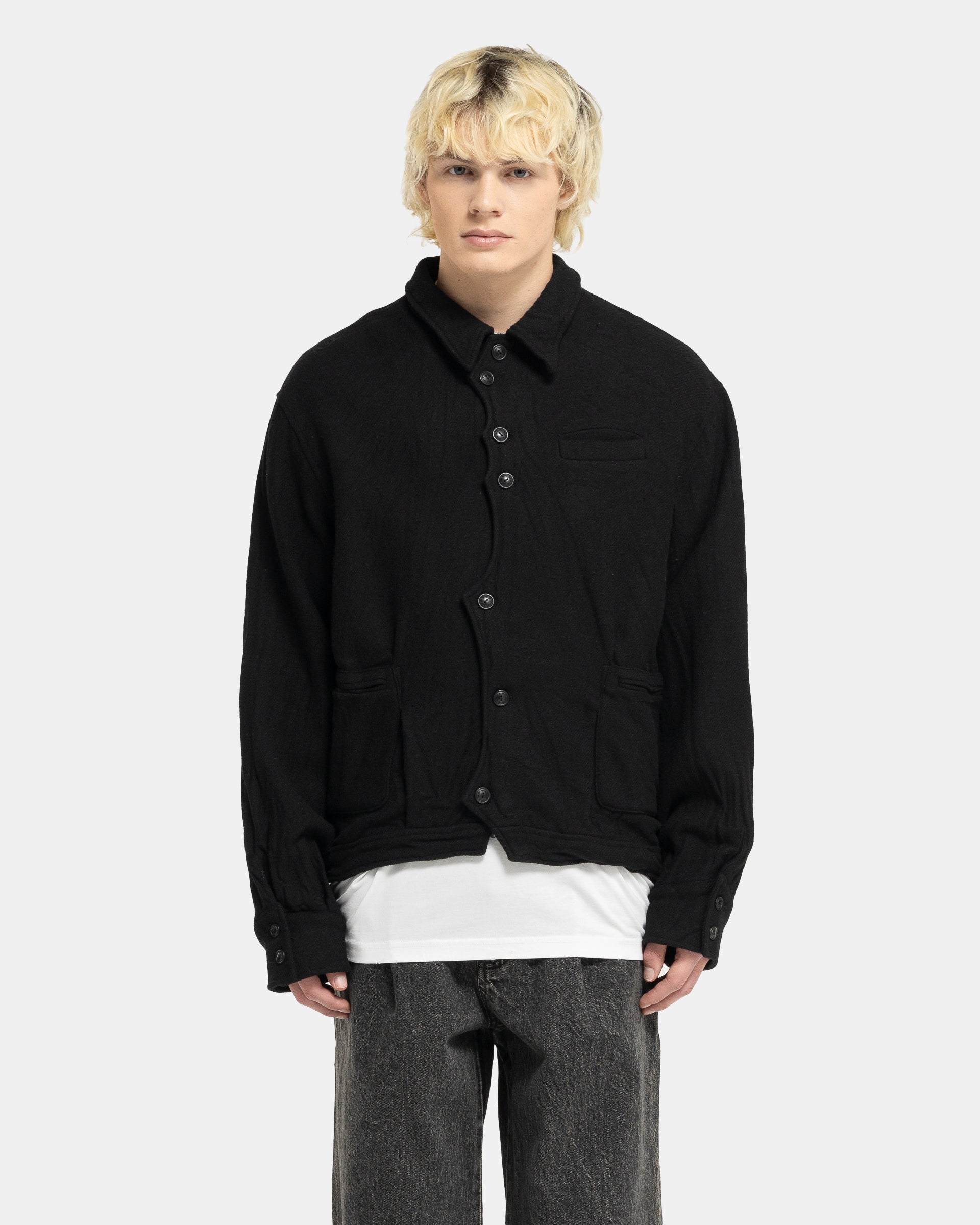 Boiled Wool Jacket in Black