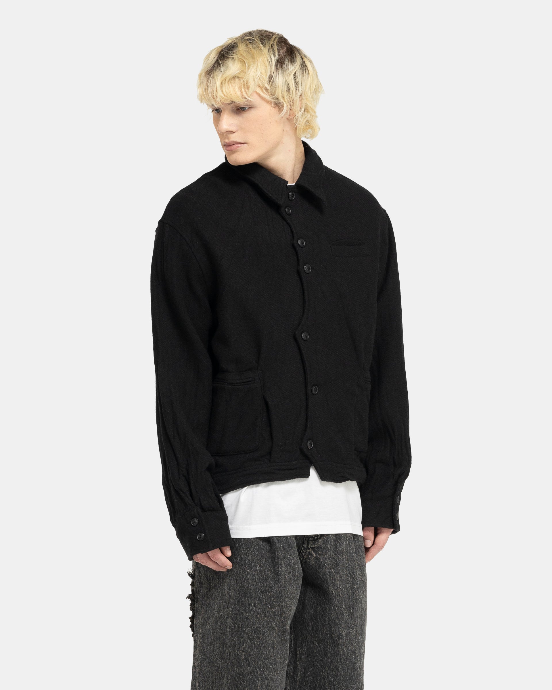 Boiled Wool Jacket in Black