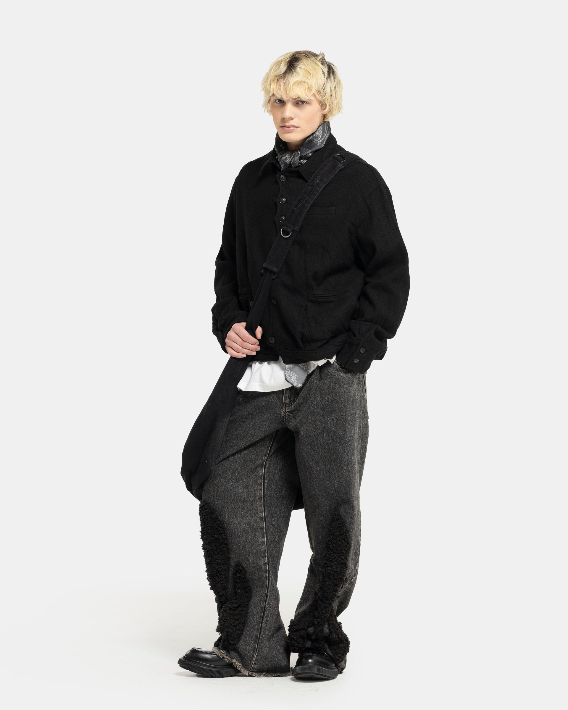 Boiled Wool Jacket in Black