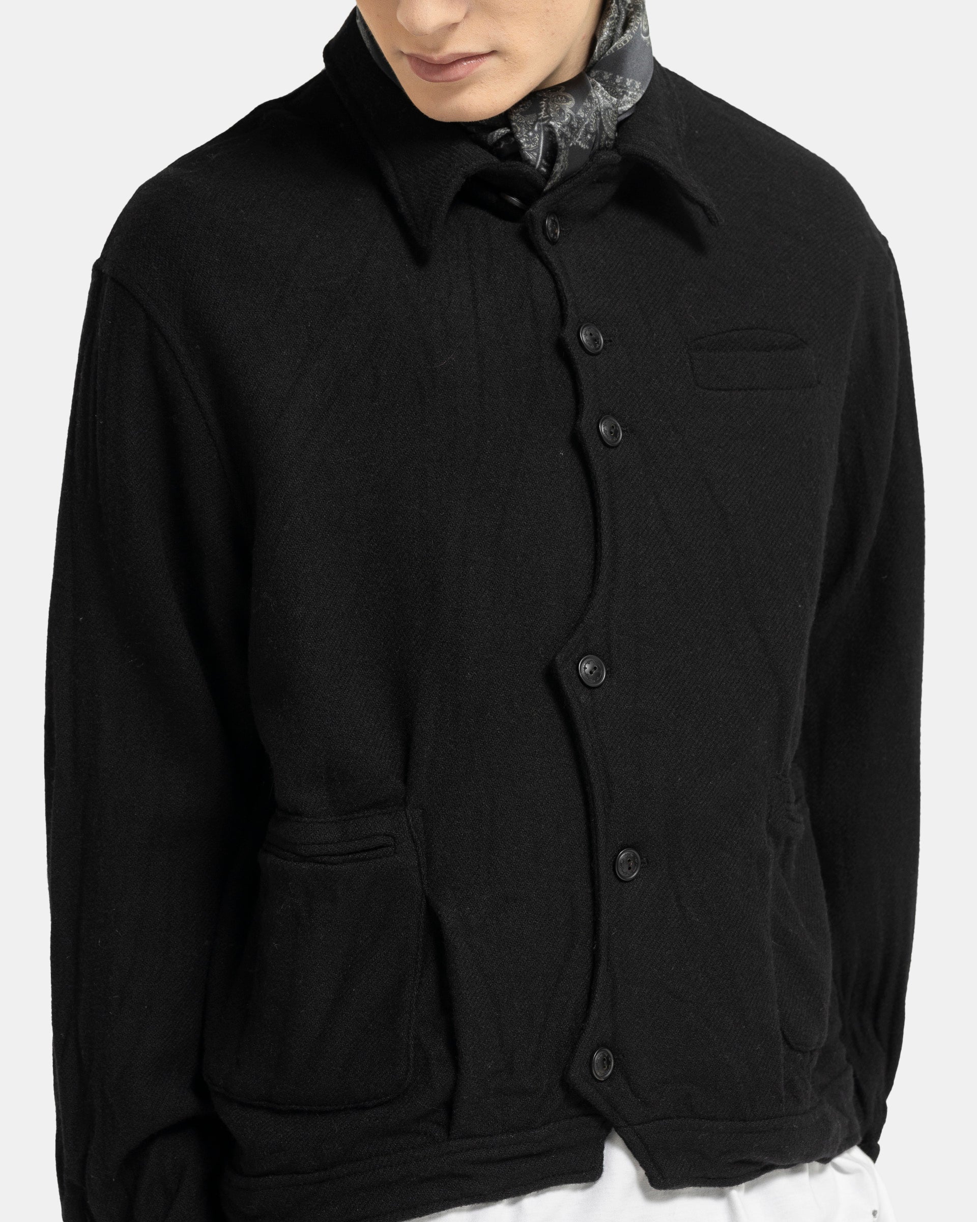 Boiled Wool Jacket in Black