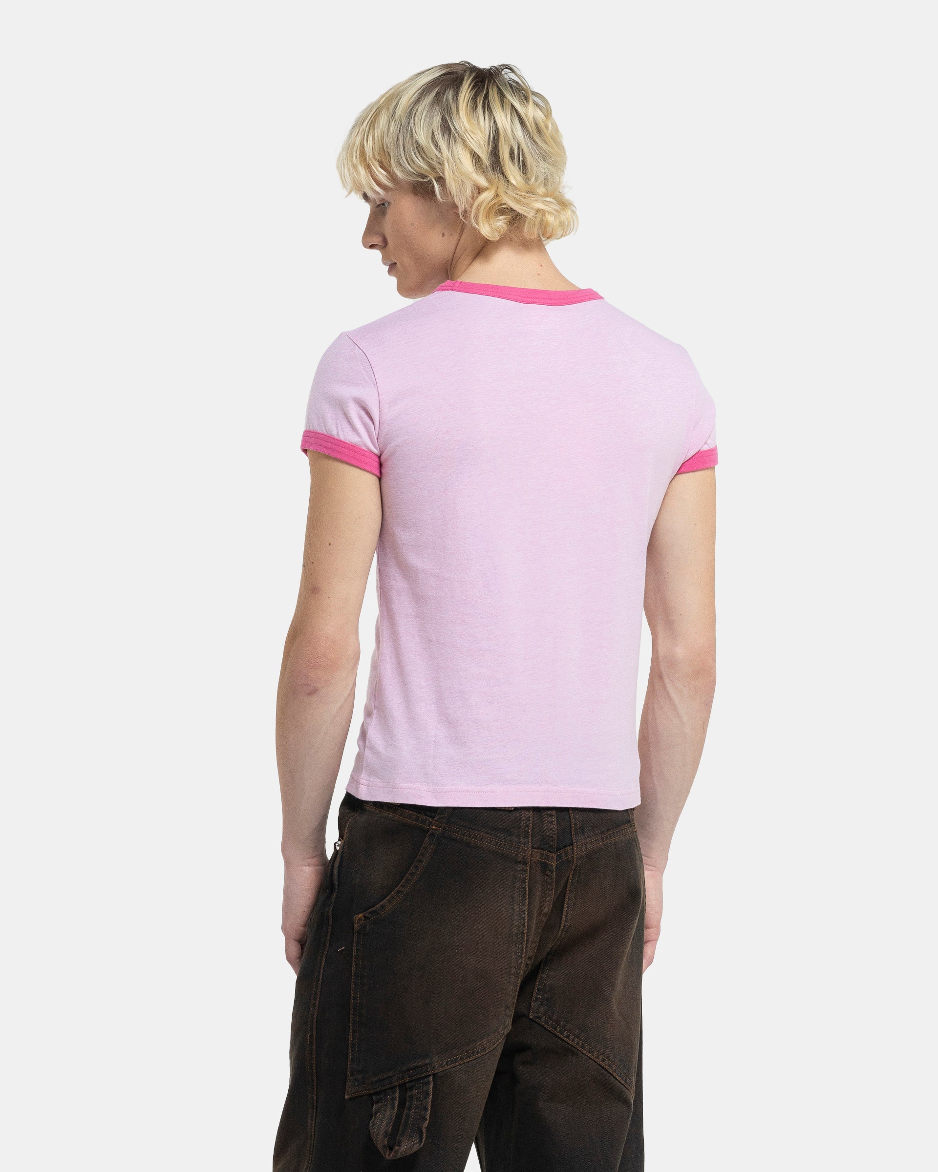 Bow Print T-Shirt in Bubblegum Pink