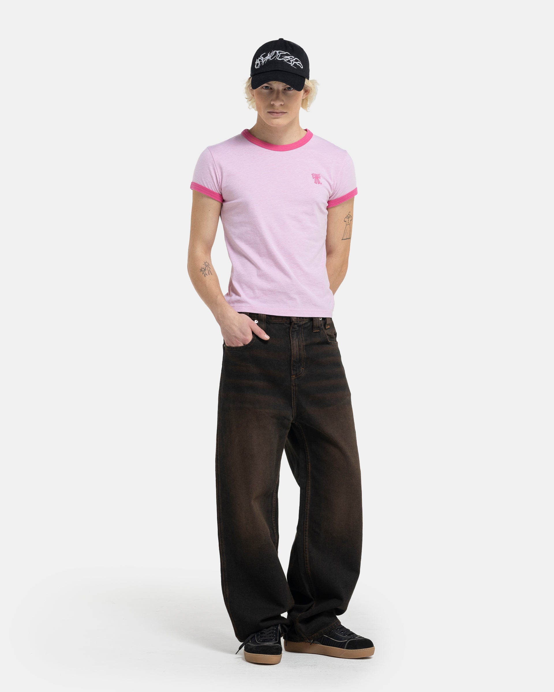 Bow Print T-Shirt in Bubblegum Pink