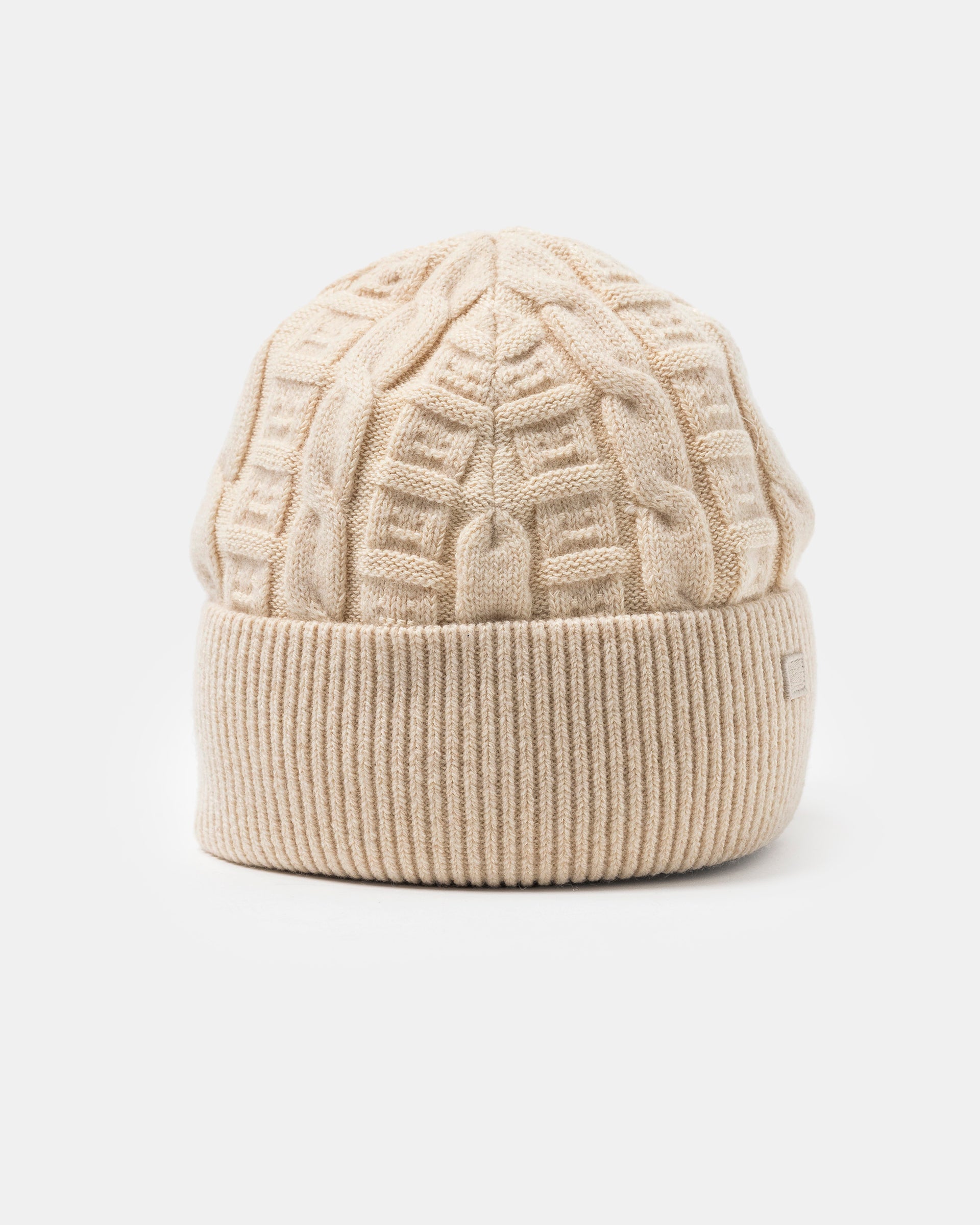 Cable Knit Beanie in Oatmeal Melange