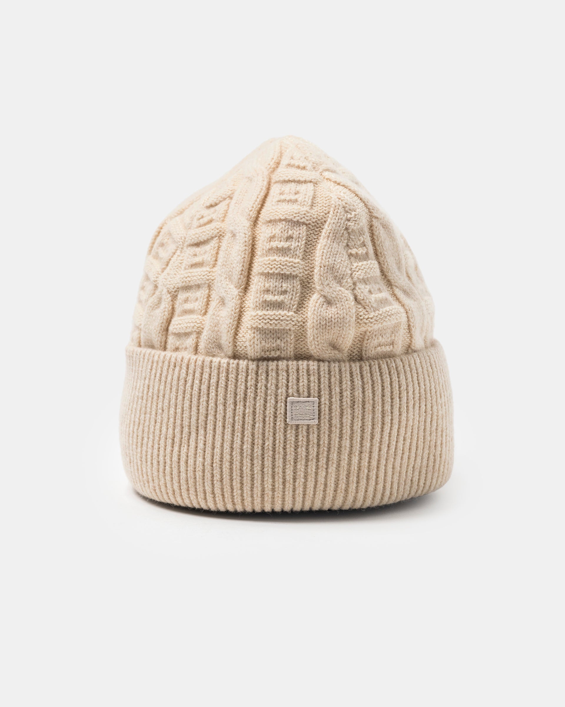 Cable Knit Beanie in Oatmeal Melange