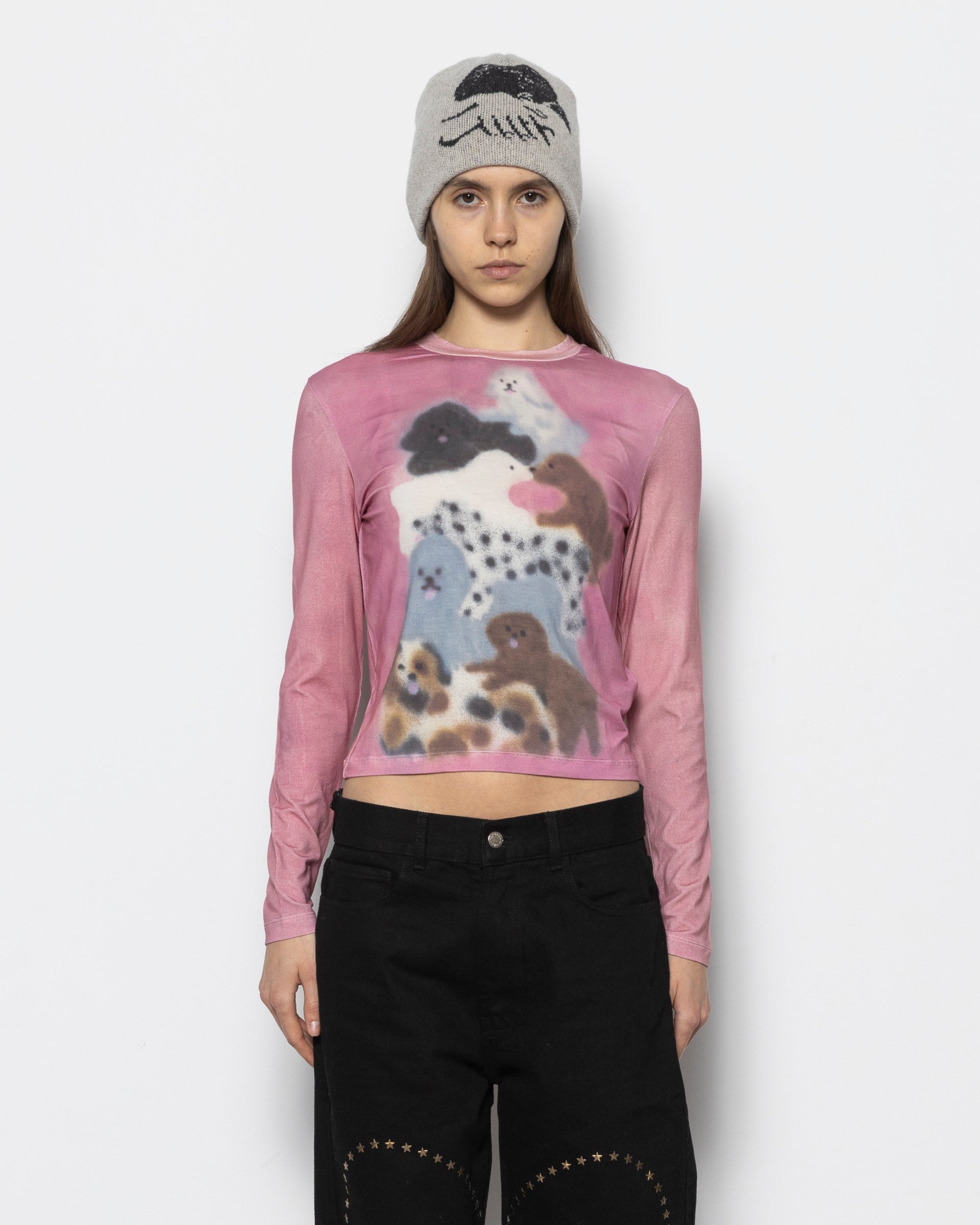 Doggy Decadence Longsleeve Tee in Pink