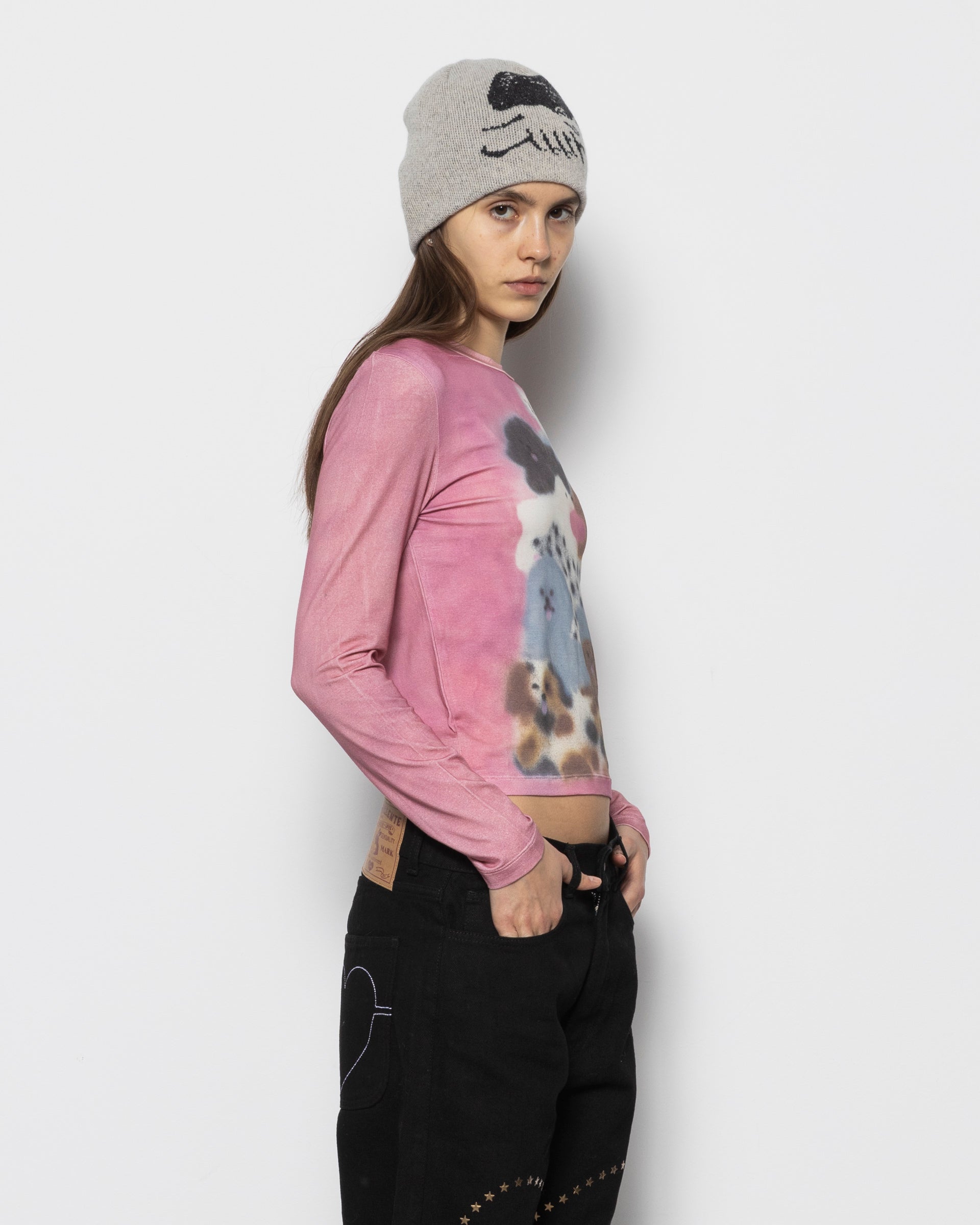 Doggy Decadence Longsleeve Tee in Pink