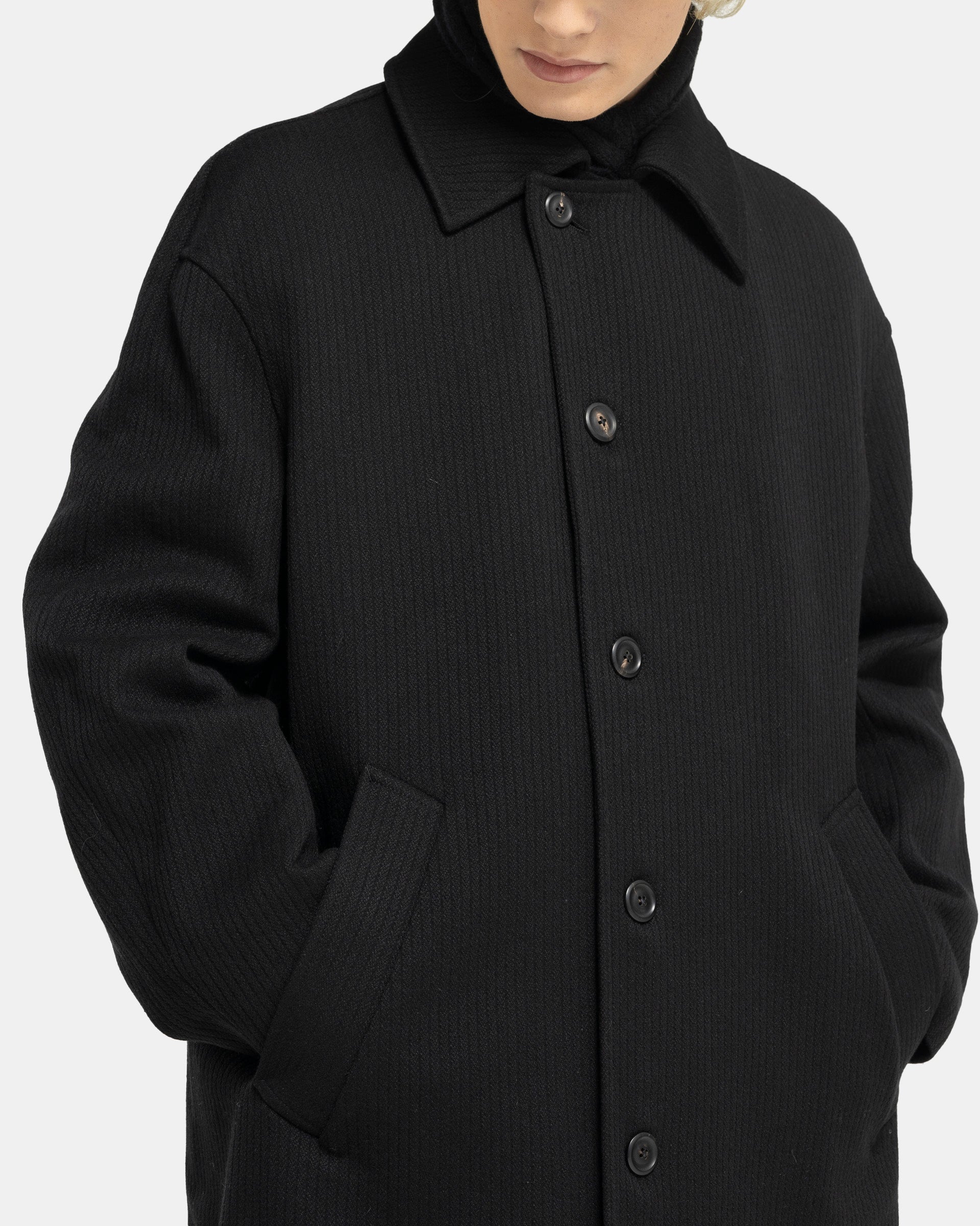 Collapse Car Coat in Black