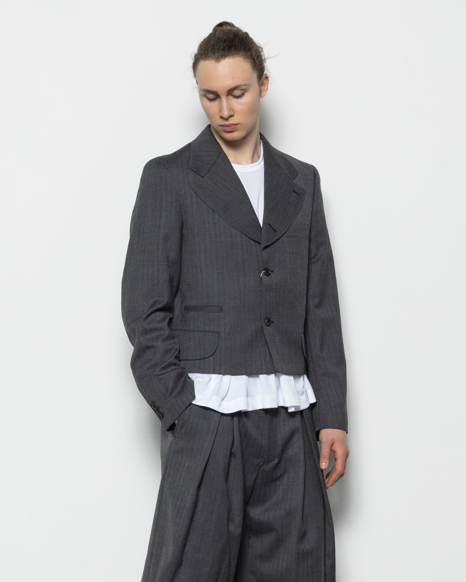 Cropped Blazer in Grey