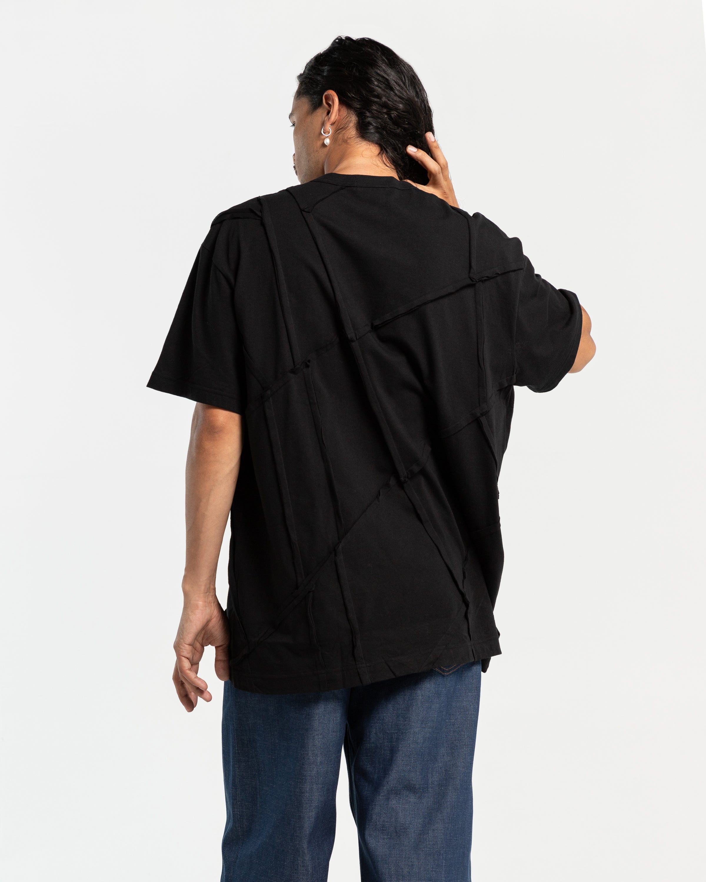 Panel Seam T-Shirt in Black