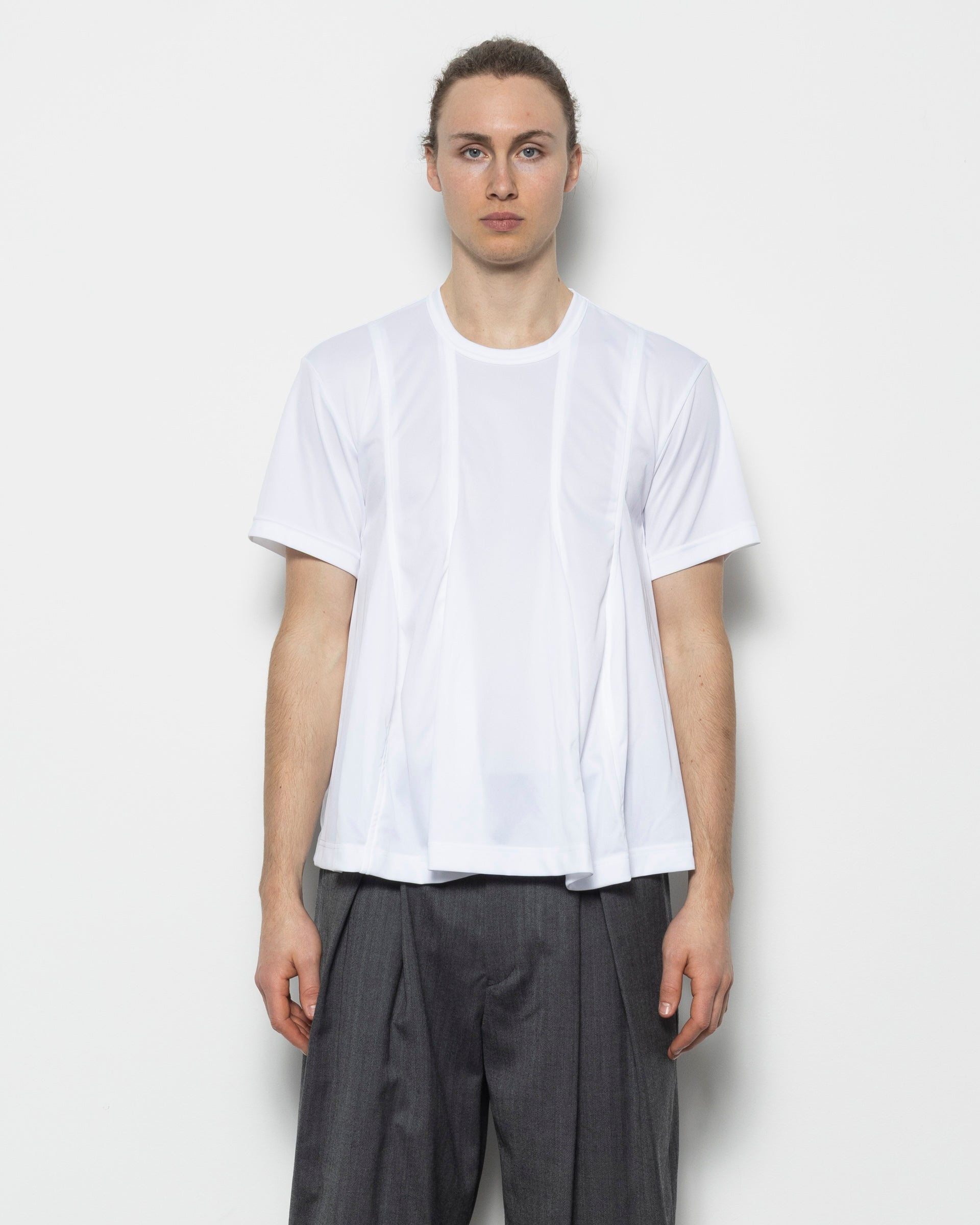 Pleated Tee in White