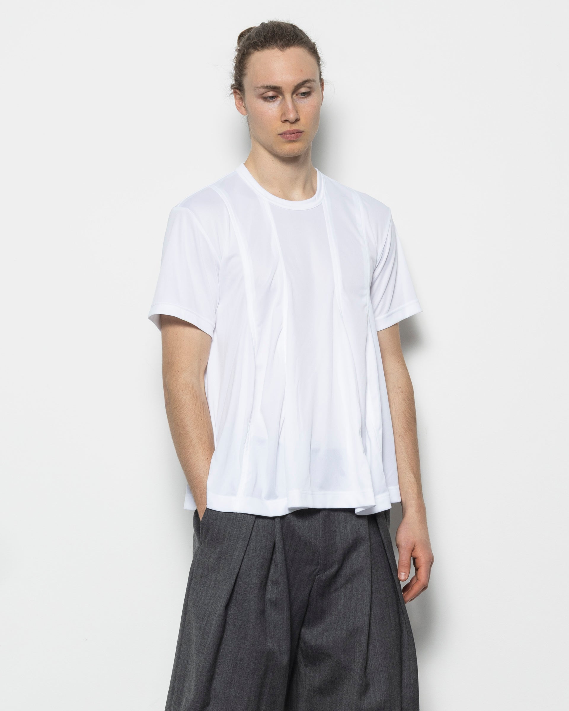 Pleated Tee in White